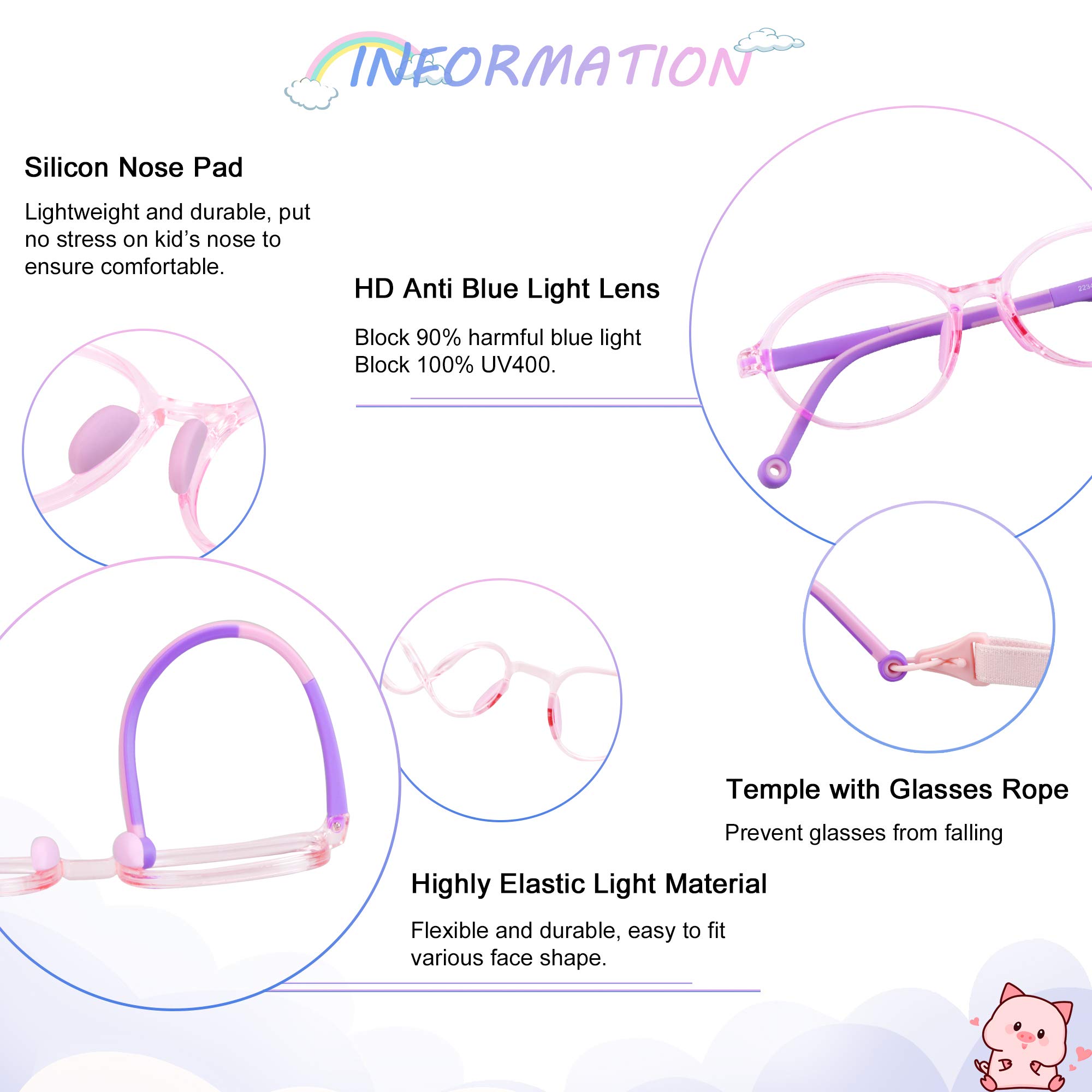 Kids Blue Light Blocking Glasses 2-Pack - UV400 Protection for Children 3-12 | Gaming & Study Use