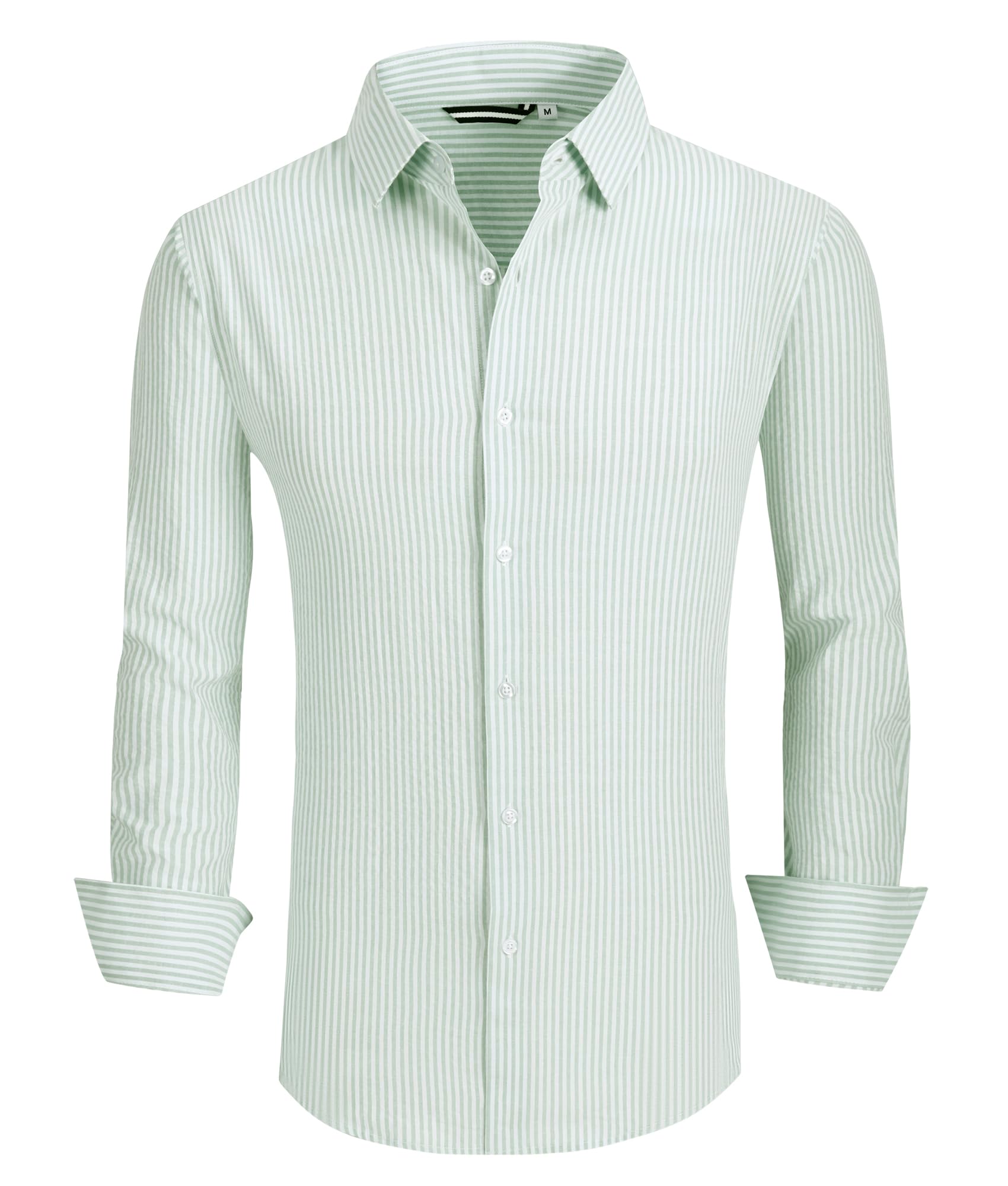 Alex Vando Men's Seersucker Dress Shirts - Striped Business Casual Cotton Button Down Shirt for Office, Wedding & Summer Outfits