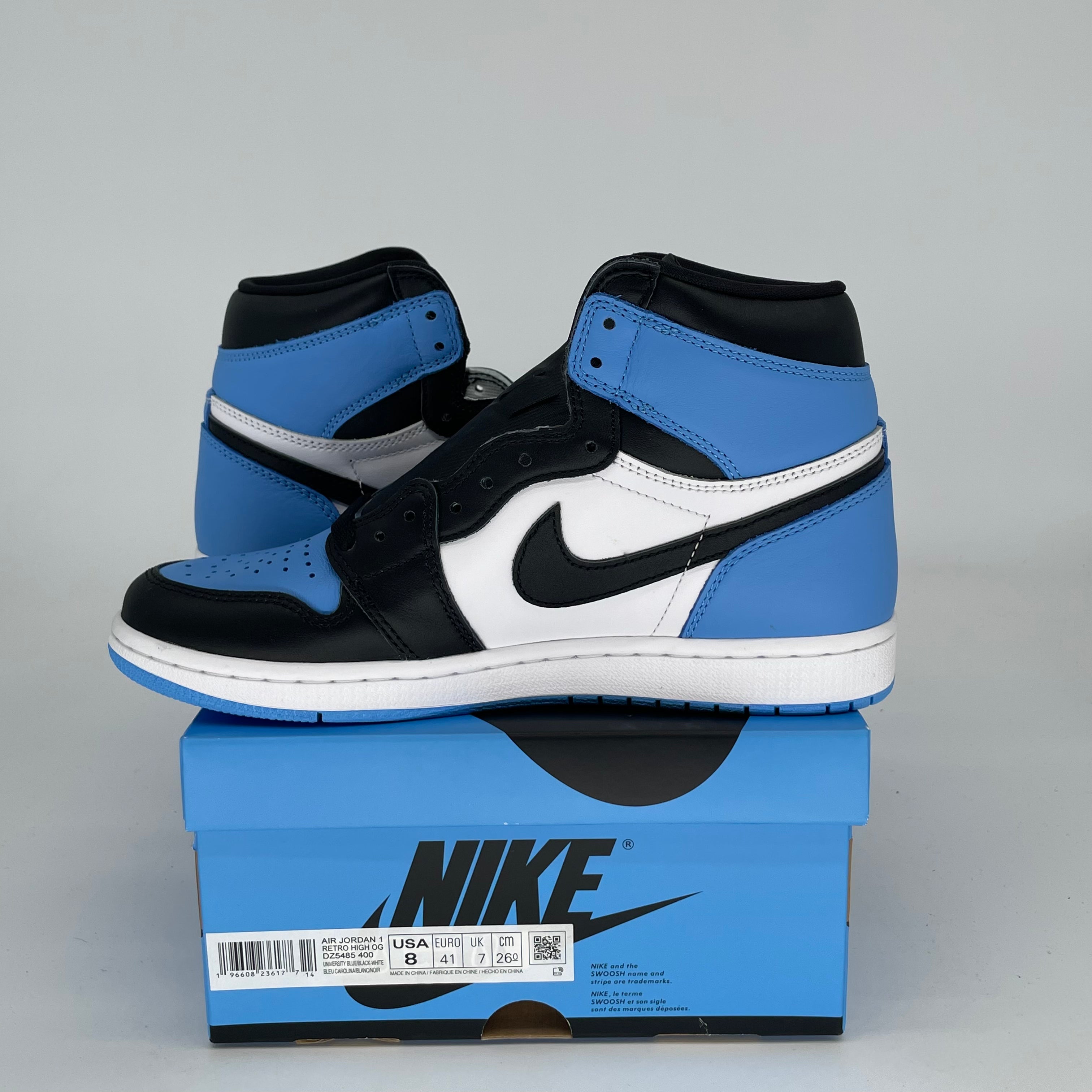 Authentic Air Jordan 1 UNC Toe Sneakers - Men's Size 8 / Women's Size 9.5 (DZ5485-400) - Retro Basketball Shoes for Streetwear & Casual Outfits