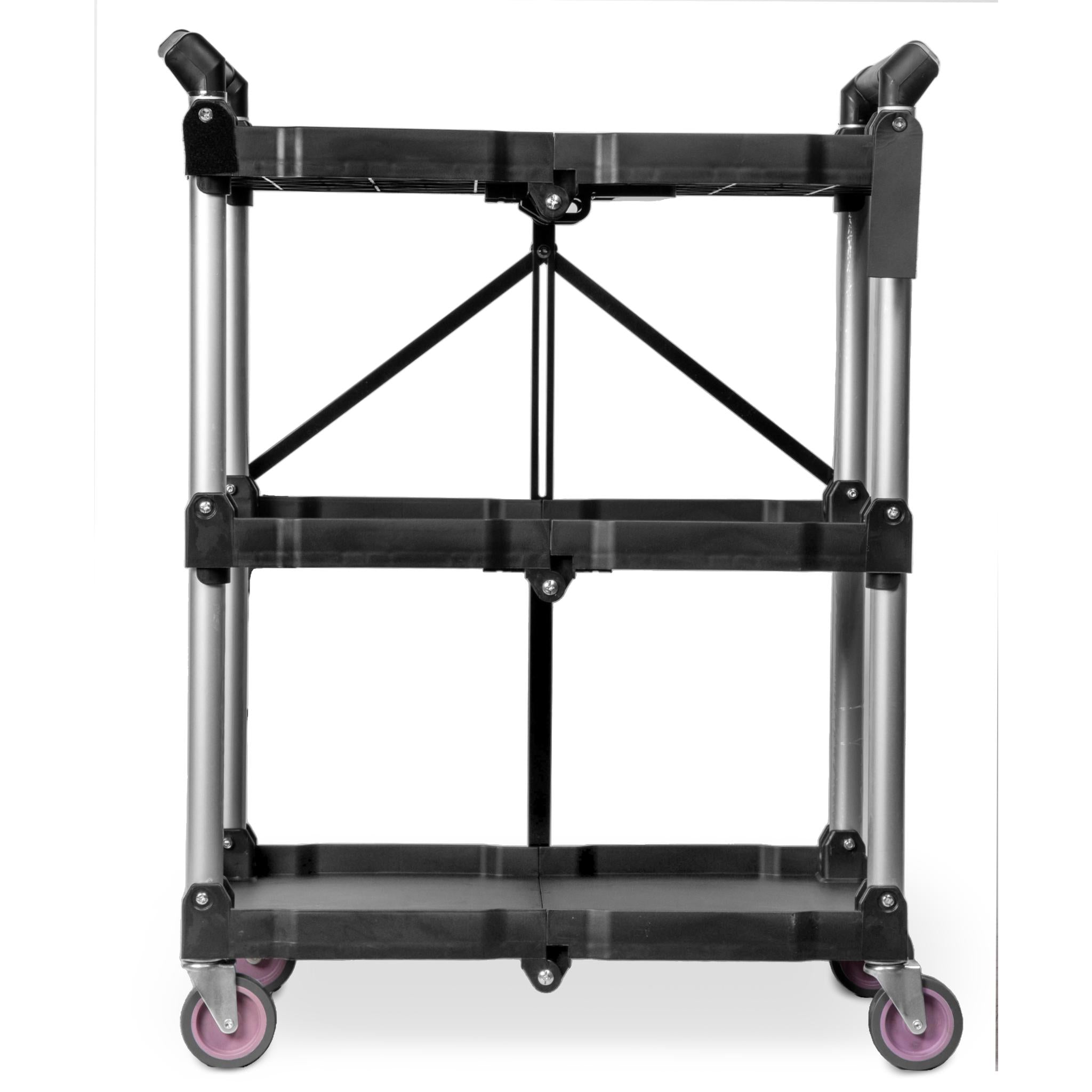 WEN 73065 Compact Foldable 3-Tier Utility Cart with 165lb Capacity - Perfect for Home, Office, Warehouse & Retail Organization