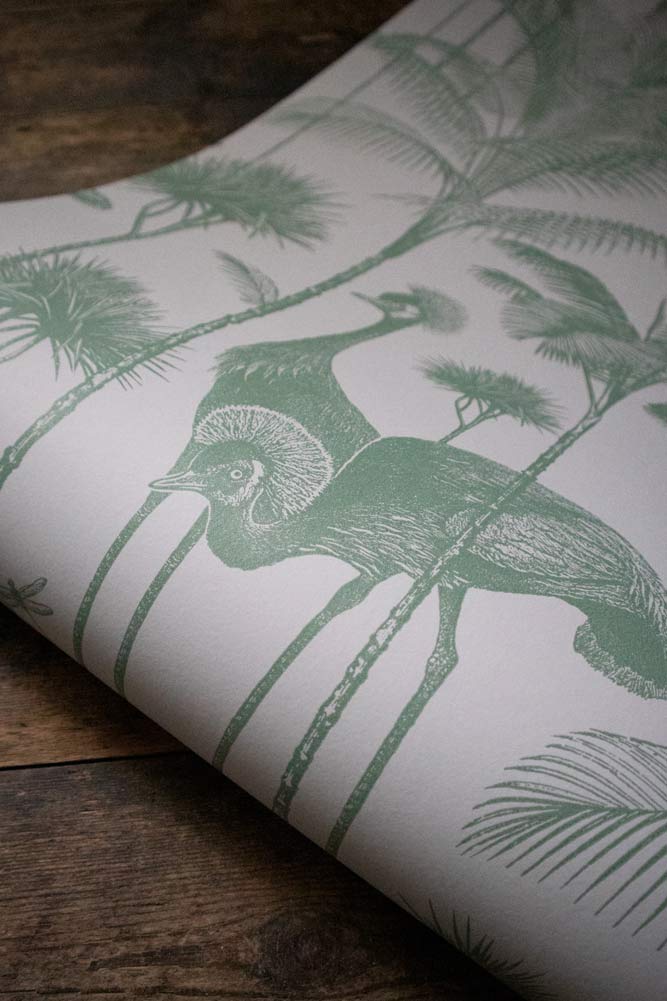 Divine Savages Crane Fonda Palm Green Wallpaper - Premium Peel & Stick Removable Wallpaper for Living Room, Bedroom, Nursery Decor - Tropical Botanical Design