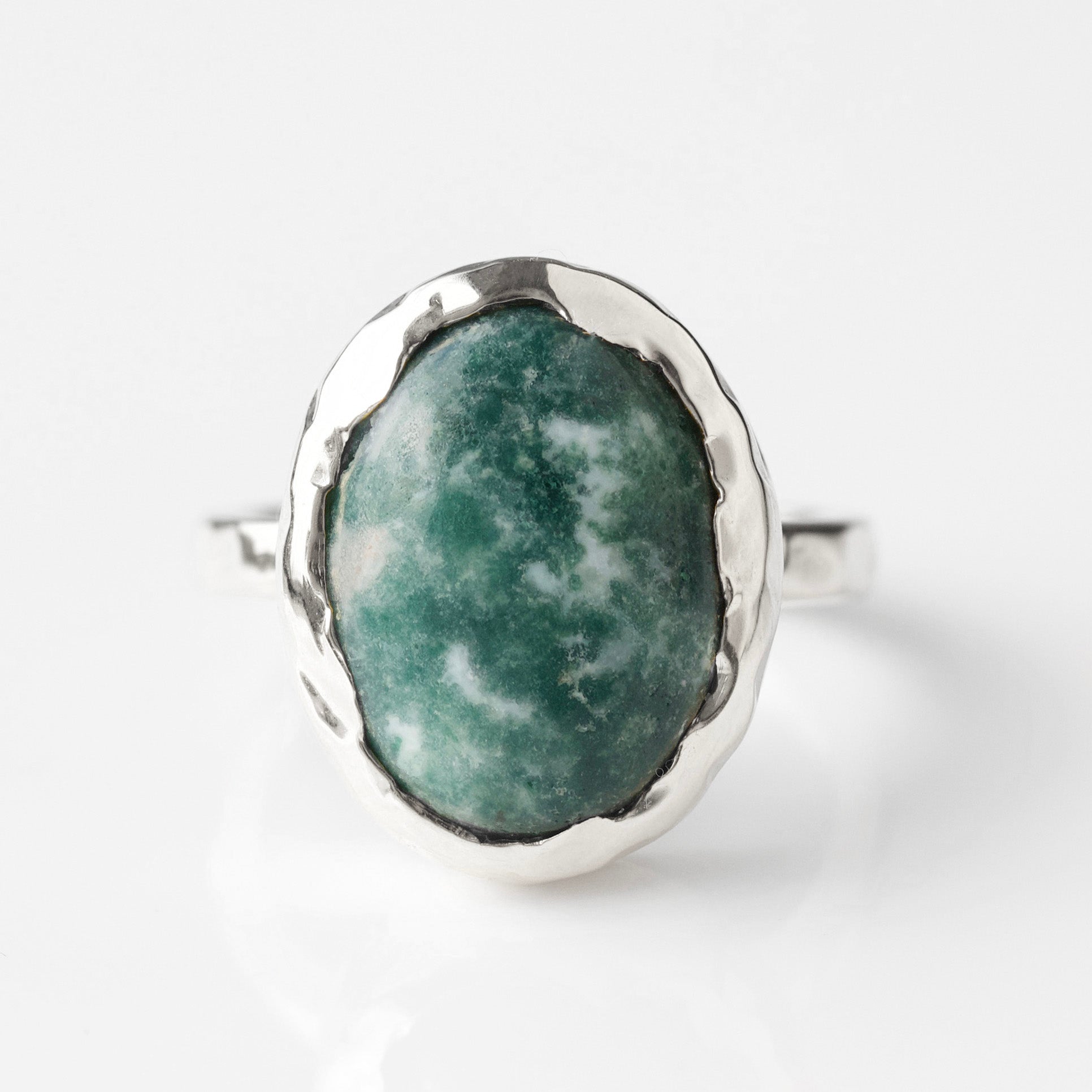 Molten Organic Snowflake Jade Ring - Handmade Sterling Silver Jewelry for Women - Perfect for Weddings, Gifts & Everyday Elegance