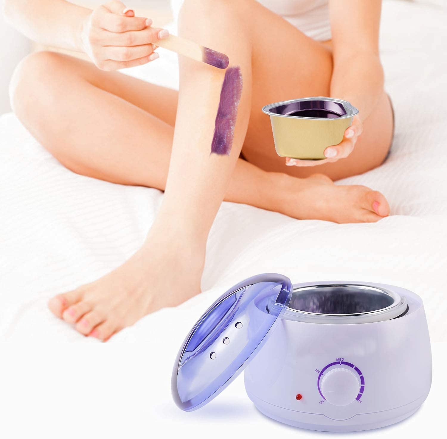 Professional Waxing Kit for Women - CL Wax Machine & Aloe Vera Wax (600g) with Strips & Knife - Hair Removal Wax Heater Combo for Smooth Skin | Home & Salon Use | Bikini, Legs, Face, Underarms