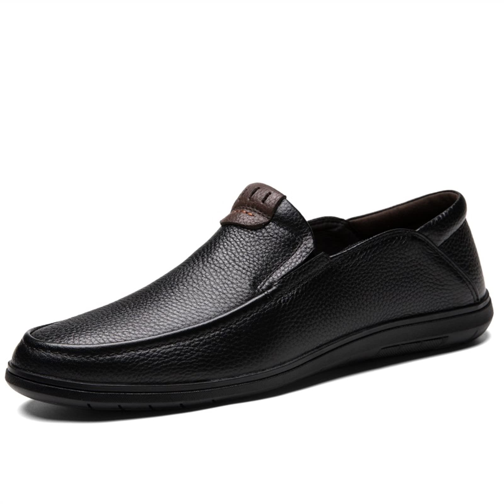 Men's Leather Oxford Dress Shoes - Lace Up Round Toe Non-Slip Block Heel for Business, Wedding & Formal Occasions | Premium Apron Stitching Anti-Slip Sole Comfortable Party Shoes
