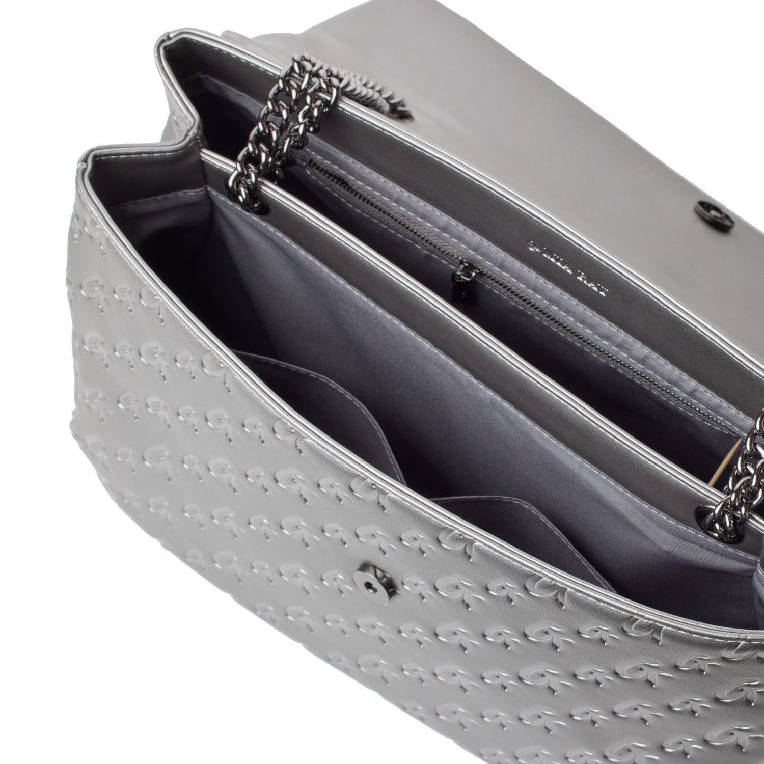Luxury Large Monogram Flap Bag in Platinum - Elegant Designer Handbag for Women, Perfect for Work, Travel, and Evening Events