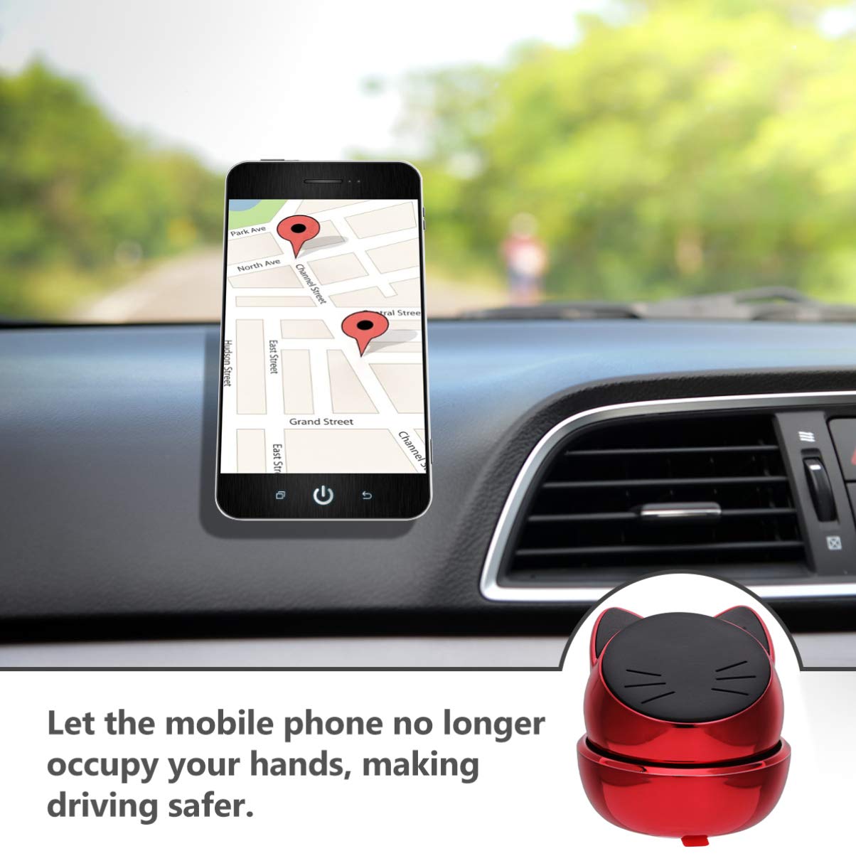 1 Pc Magnetic Car Phone Holder - Universal Phone Stand for Driving, Compatible with iPhone & Android - Perfect for GPS Navigation & Hands-Free Calling