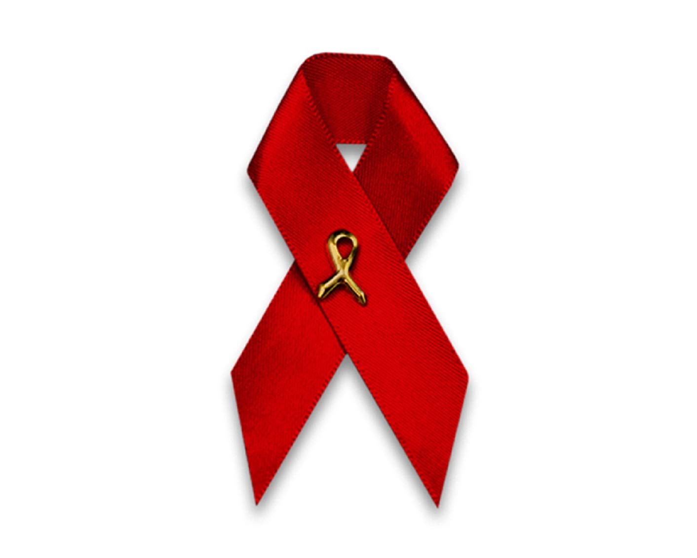 50 Pack Red Ribbon Satin Pins for HIV/AIDS Awareness - Support Cause, Fundraisers & Events (World AIDS Day, Charity Walks, Awareness Campaigns)