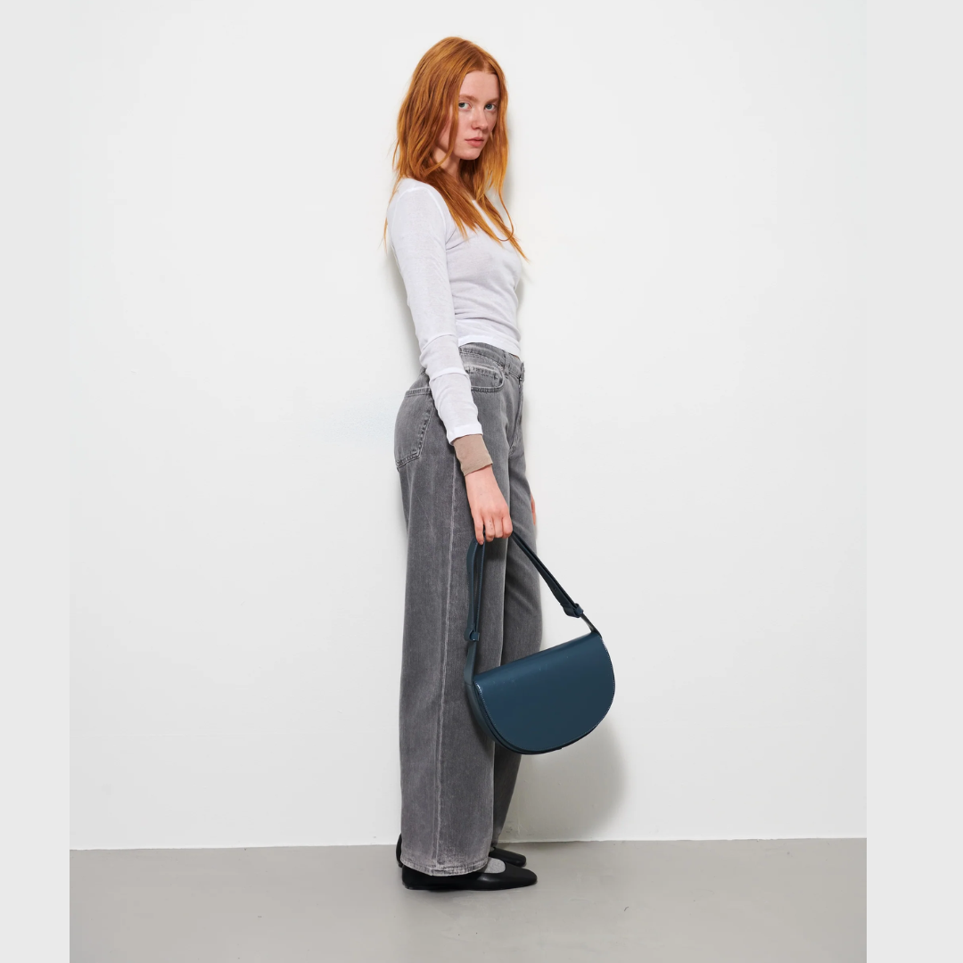 HVISK Graphite Green Cliff Gloss Structured Handbag - Stylish Crossbody Bag for Women, Perfect for Work, Travel & Everyday Use