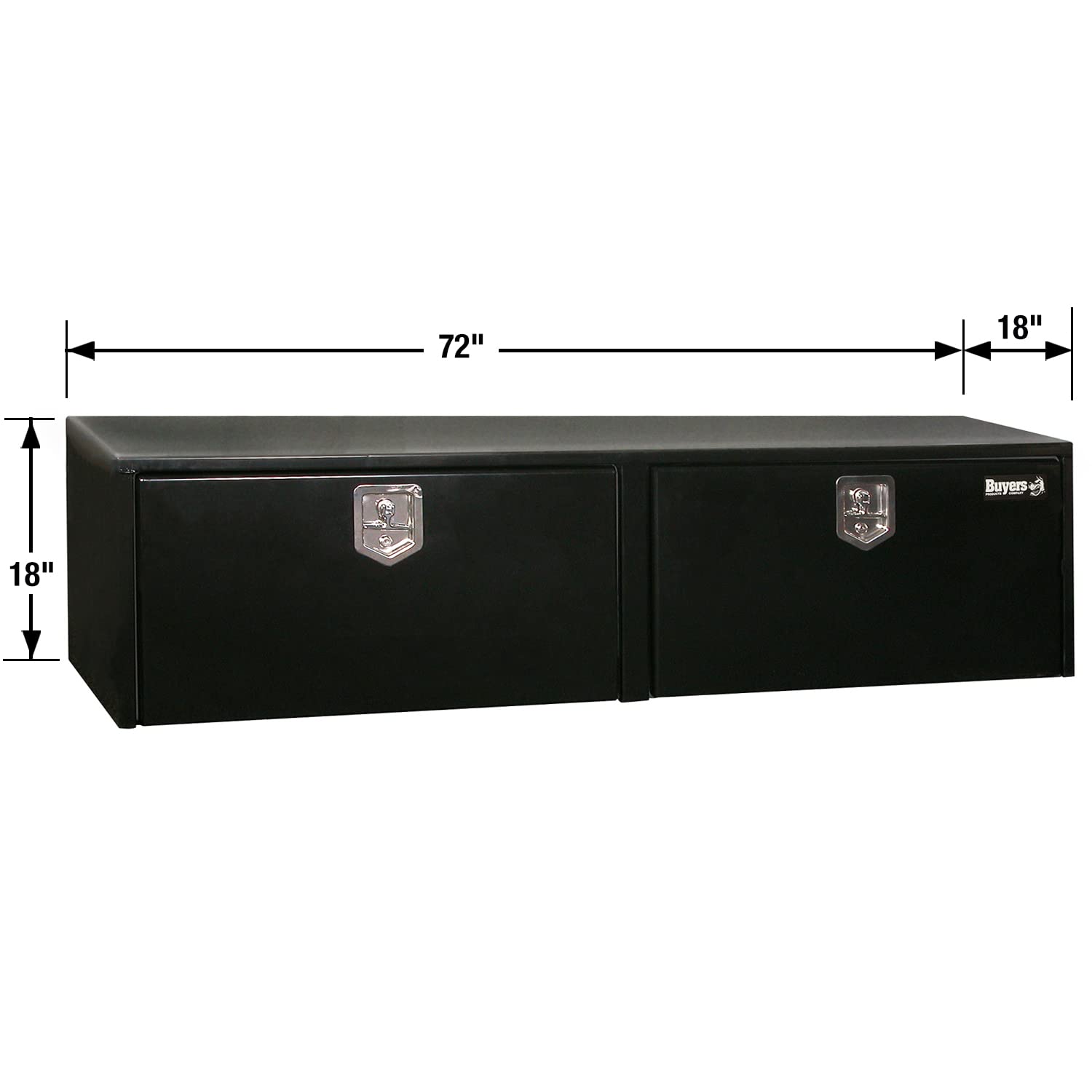 Buyers Products 1702325 Black Steel Underbody Truck Tool Box - 18x18x72 Inch Lockable T-Handle Storage Chest | Heavy-Duty Truck Bed Organizer for Tools & Equipment | Made in USA | Perfect for Pickup Trucks, Work Vans & Commercial Vehicles