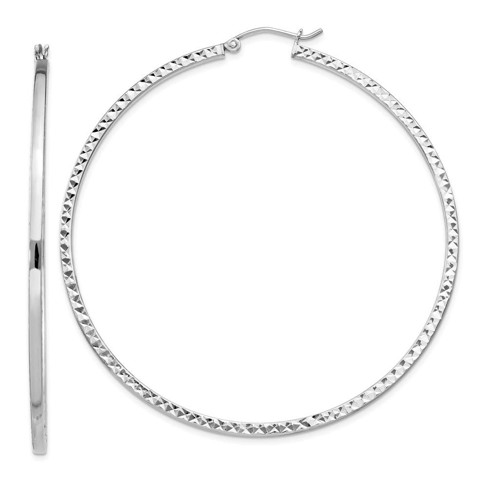 Sterling Silver Rhodium-Plated Square Tube Hoop Earrings - 60mm Dangle Drop Earrings for Women | Perfect for Parties, Weddings & Everyday Wear