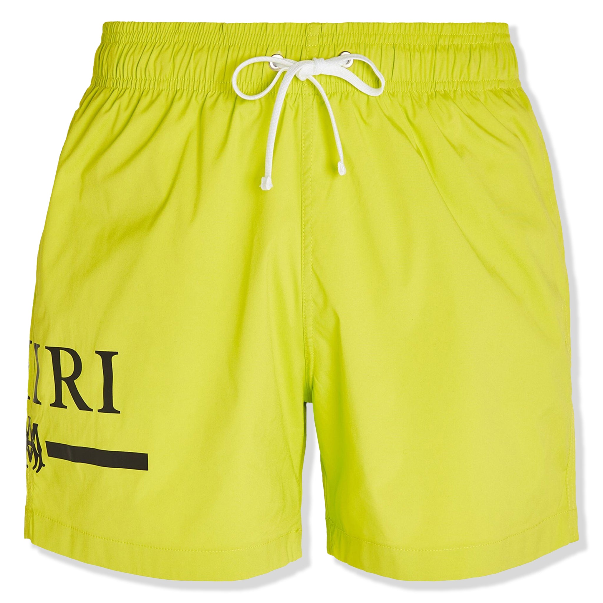 Amiri Men's Swim Shorts with Bar Logo - Quick Dry Swim Trunks for Beach, Pool & Vacation - Lime Green