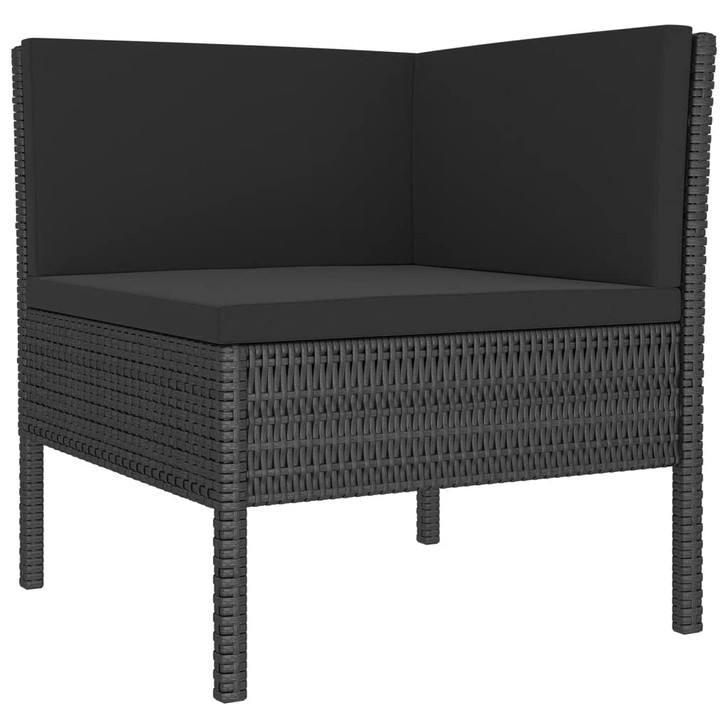 5-Piece Black Poly Rattan Patio Lounge Set with Cushions - Durable Outdoor Furniture for Garden, Deck & Poolside - Perfect for Relaxing, Entertaining & Sunbathing