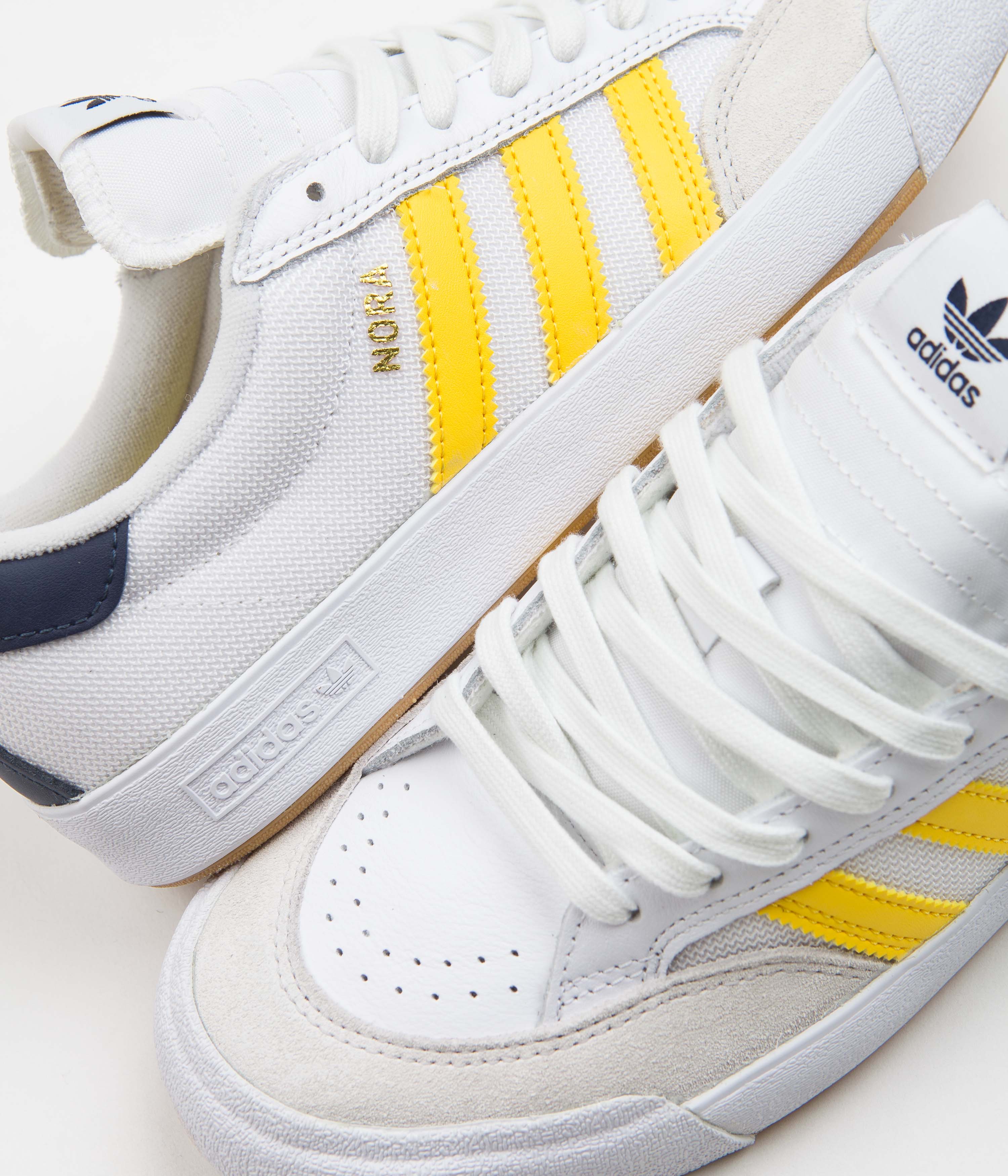 Adidas Nora Shoes for Women - White, Bold Gold, Collegiate Navy Running Sneakers | Comfortable & Stylish for Gym, Workout, and Casual Wear