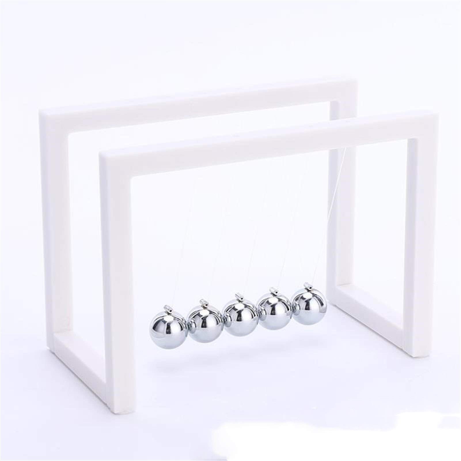 GTKINGD Newton's Cradle Balance Balls - Classic Physics Desk Toy, Home Office Decor, Stress Relief Gift (White) - Perfect for Science Enthusiasts, Meditation & Office Decorations