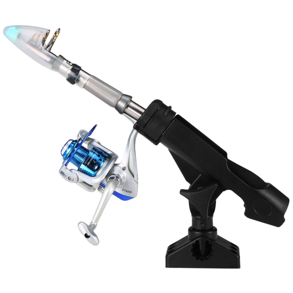 Lixada Adjustable 360 Degree Rotatable Fishing Rod Holder for Kayak, Boat, and Marine Use - Heavy Duty Rod Mount for Saltwater & Freshwater Fishing