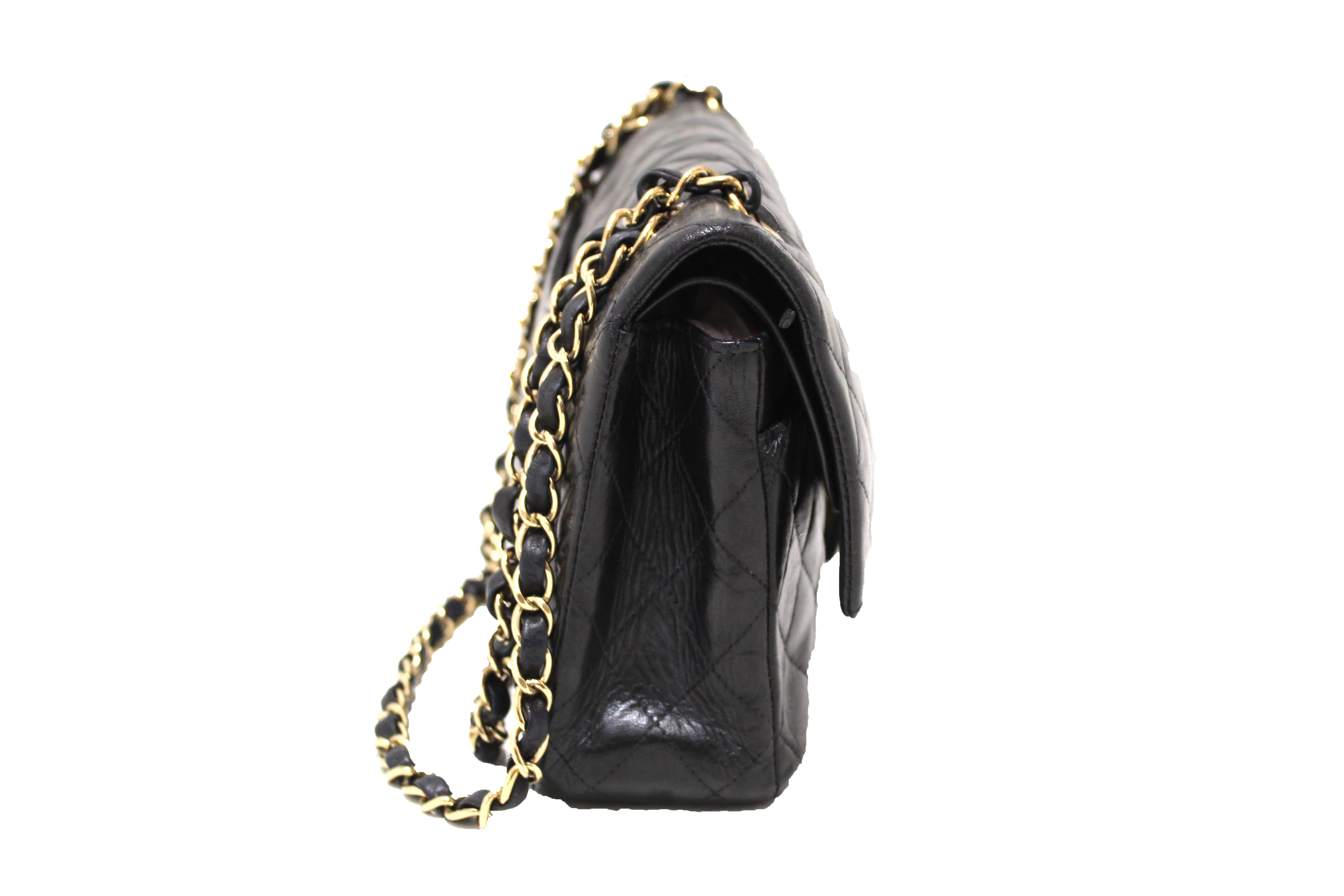Authentic Chanel Quilted Black Lambskin Leather Classic Medium Flap Bag - Luxury Handbag for Women, Perfect for Parties, Work & Everyday Use
