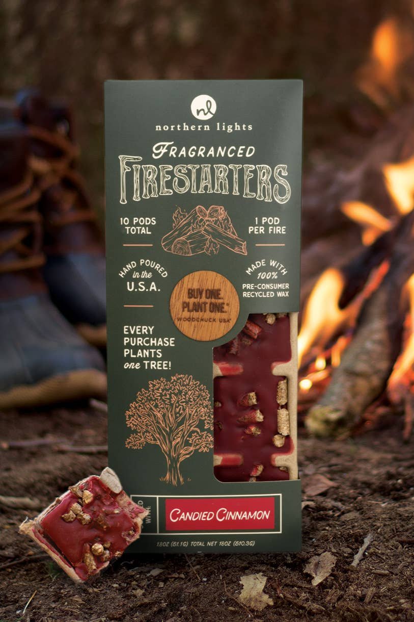 Premium Firestarters with Candied Cinnamon Scent - Long Lasting Fire Starters for Camping, Fireplace & Outdoor Adventures