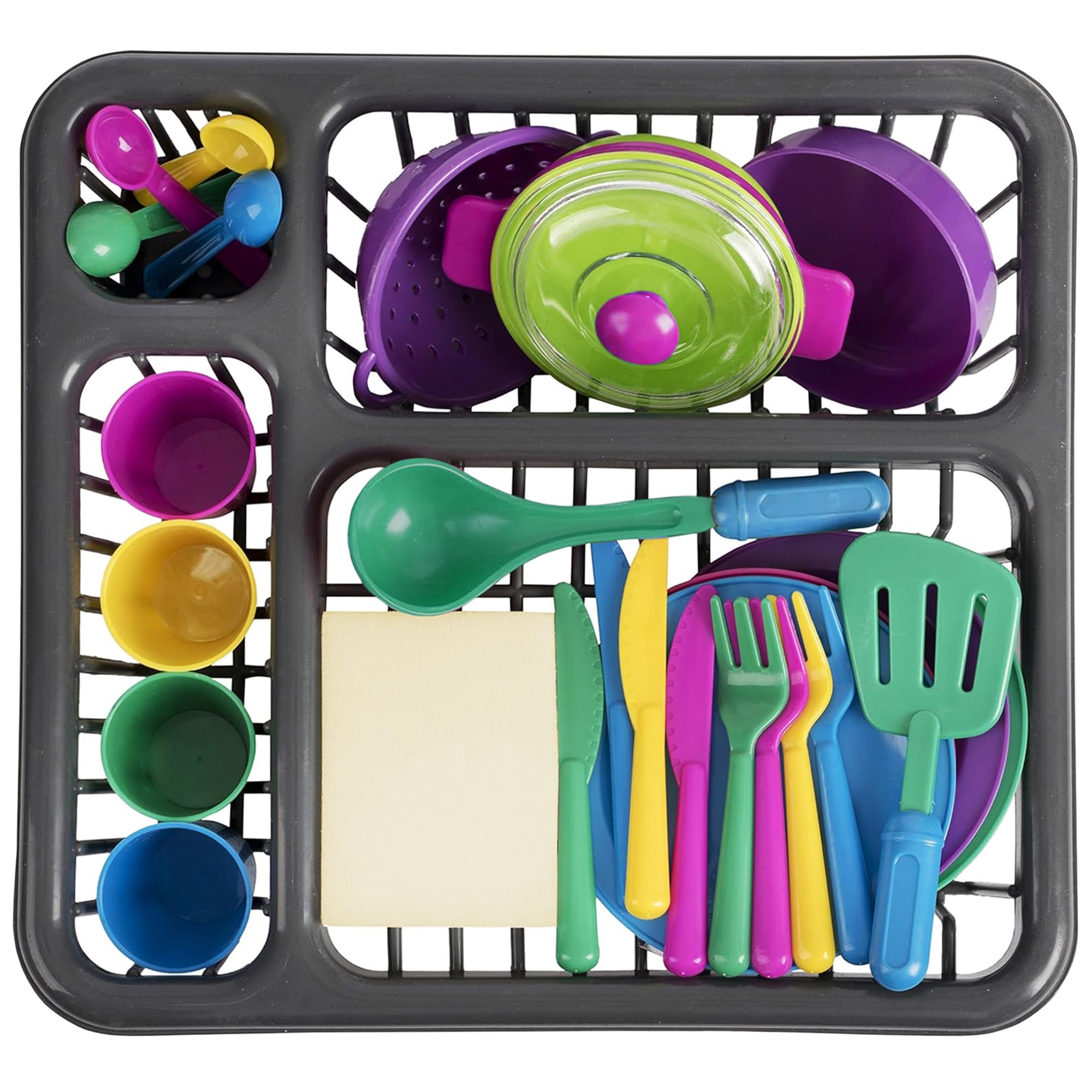 **27Pcs Kids Play Kitchen Dishes Set - Pretend Play Plates, Bowls & Utensils for Toddlers - Durable Plastic Toy Dishes for Indoor/Outdoor Play Kitchen Accessories**    *(Use for pretend cooking, tea parties, outdoor picnics & role-playing games!)*