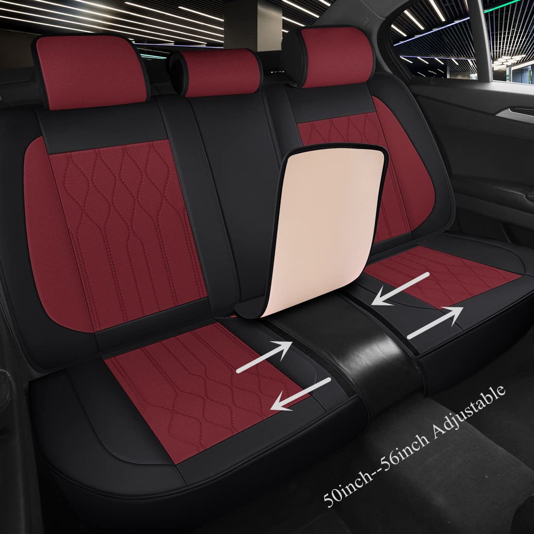 Breathable Red & Black Leather Car Seat Covers - Universal 13-Piece Set for Cars, Trucks, SUVs & Vans | Front & Rear Seat Protection | Durable & Comfortable for Daily Commute & Road Trips