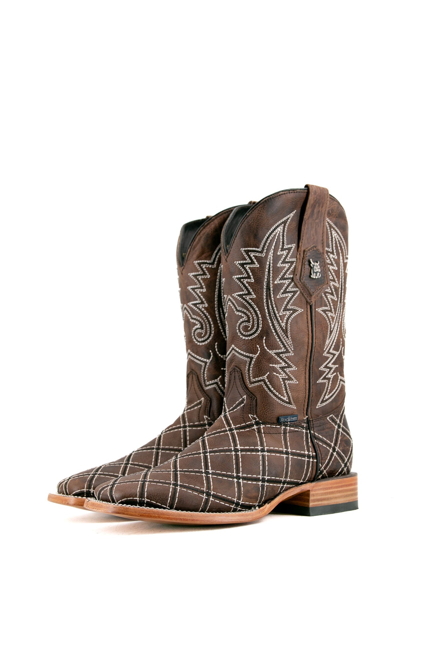Roca Patchwork Square Toe Cowboy Boots - Western Style Leather Boots for Men & Women | Perfect for Country Music Festivals, Rodeos & Western Fashion