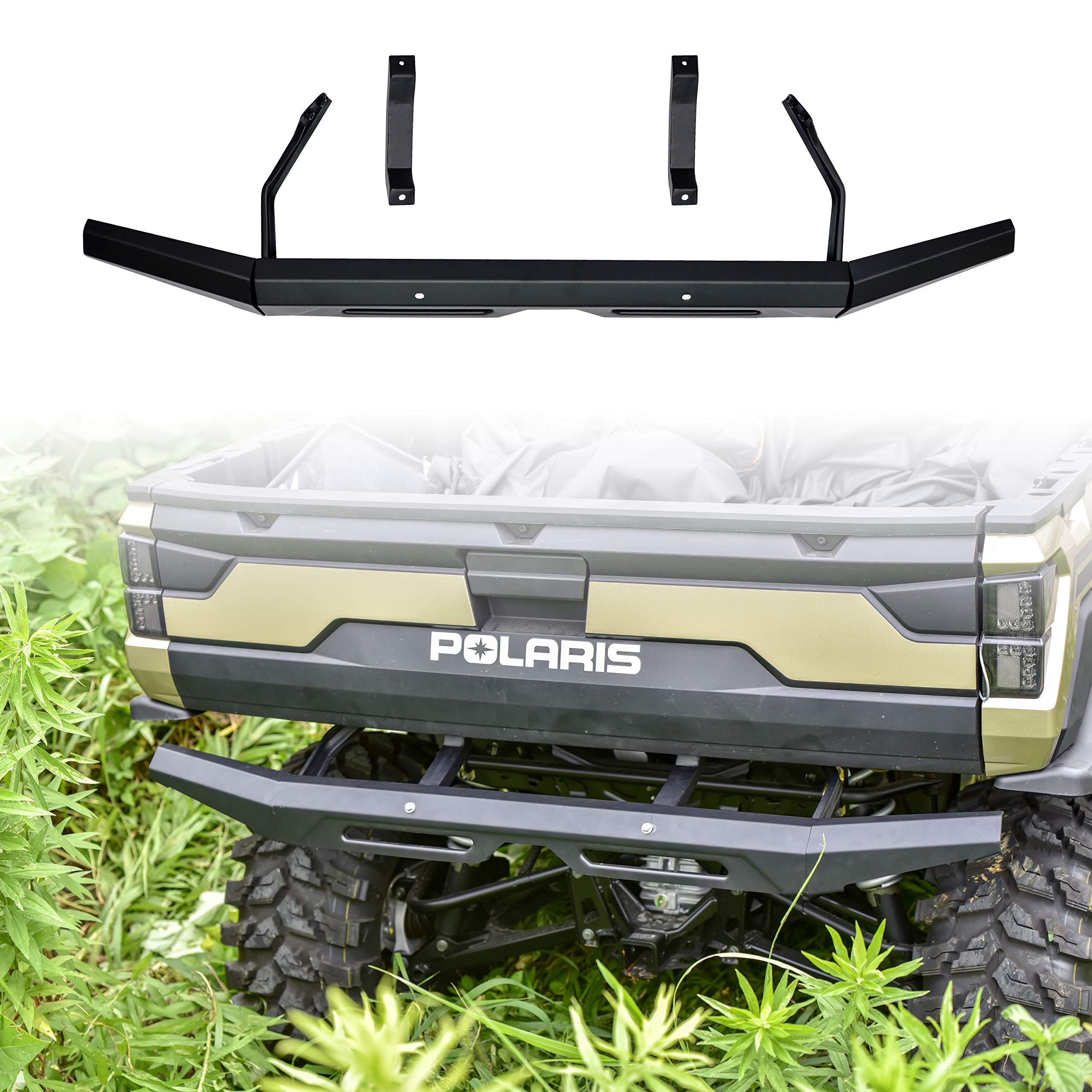 SAUTVS Rear Bumper & Front Floor Mats Kit for Polaris Ranger XP 1000 Crew 1000 Diesel - Durable Off-Road Protection for UTV Accessories | Perfect for Hunting, Farming & Outdoor Adventures