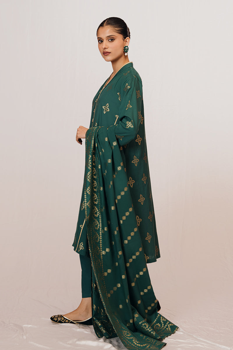 MEADOW GREEN 3-PIECE JACQUARD SUIT SET FOR WOMEN | ELEGANT FORMAL WEAR | PERFECT FOR WEDDINGS, OFFICE & SPECIAL OCCASIONS