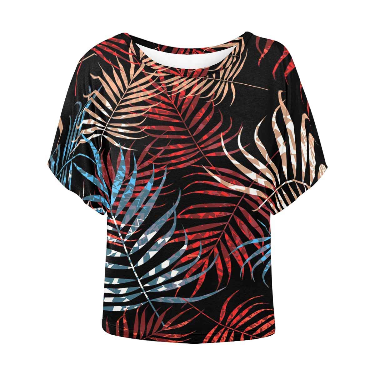 InterestPrint Women's Bat Wing Sleeve Tropical Palm Tree Print Blouse - Casual Summer Beach Shirt for Vacation, Party & Boho Style Outfits