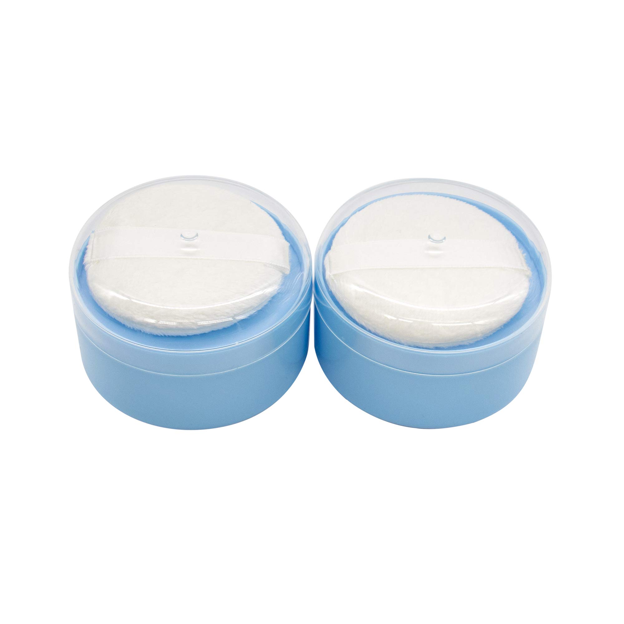 AUEAR 2 Pack Empty Body Powder Containers with Puff & Sifter - Travel-Friendly Talcum Powder Dispenser for Home & Gym (Blue, 3.54