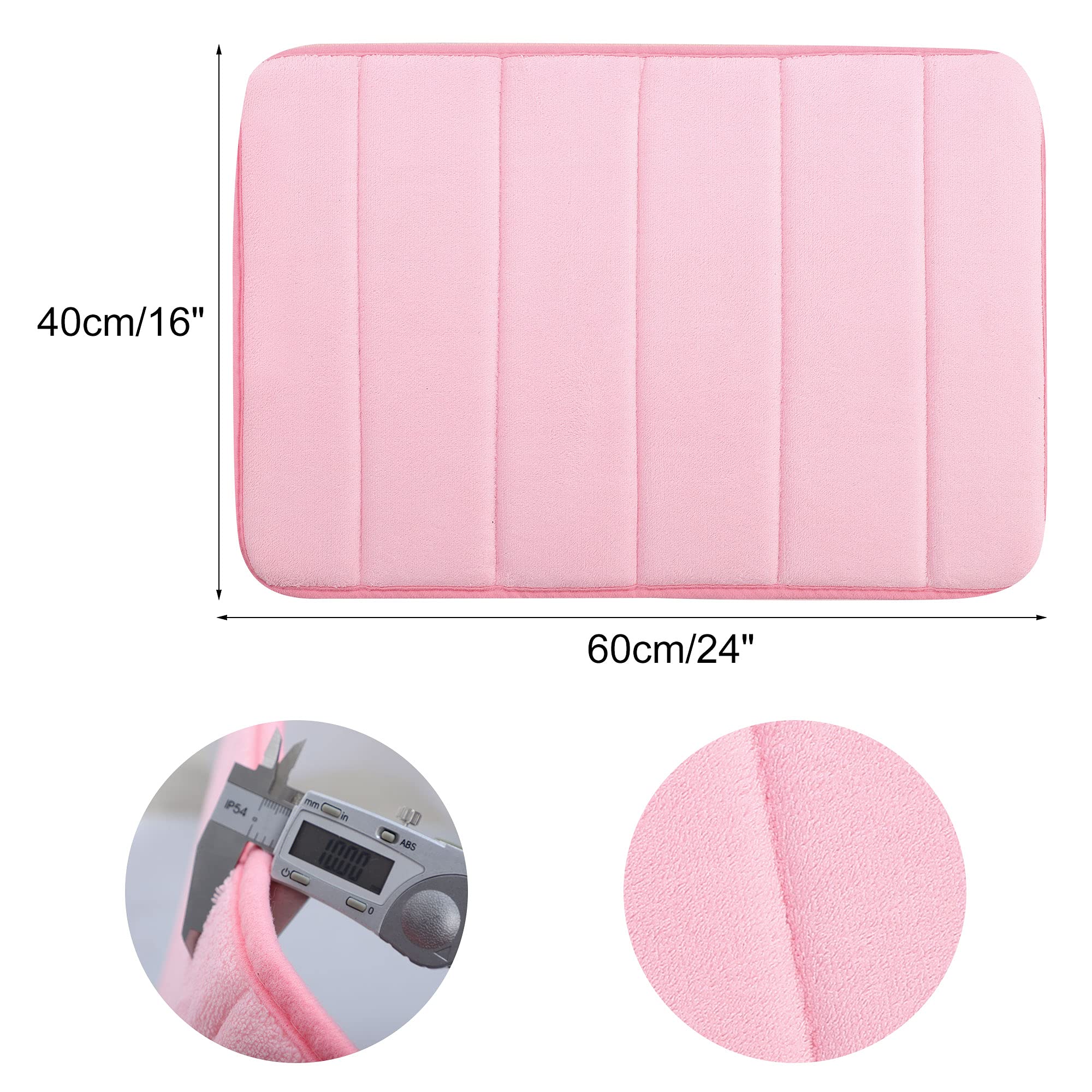Memory Foam Bath Mat - Soft Absorbent Bathroom Rug for Tub & Toilet - 24x16