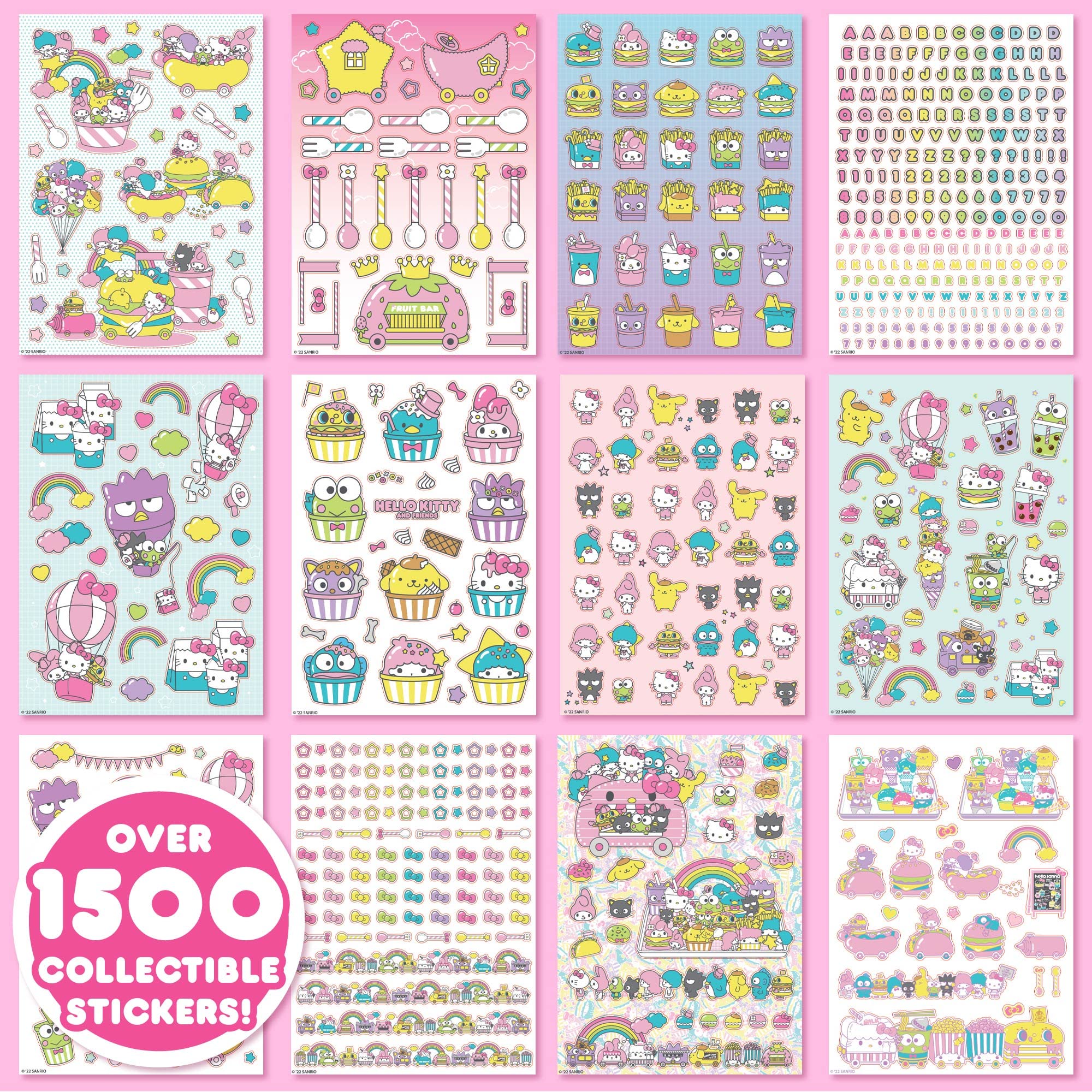 Sanrio Hello Kitty & Friends 1500+ Kawaii Stickers Set - Hello Kitty, Chococat, My Melody, Keroppi, Badtz-Maru, Pompompurin - Cute Gift for Kids, Teens, Girls & Adults - Perfect for Scrapbooking, Journals, Laptops & Water Bottles