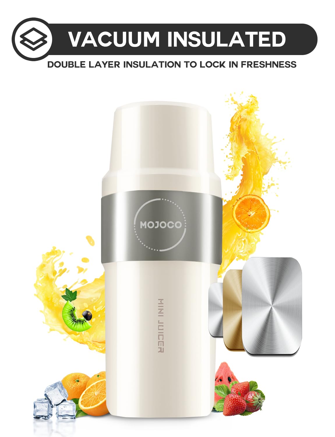 Mojoco Personal Smoothie Blender - Rechargeable Portable Blender for Fruits, Vegetables, Shakes & Smoothies - BPA-Free Food Grade Material - Perfect for Travel, Camping, Gym & Office Use