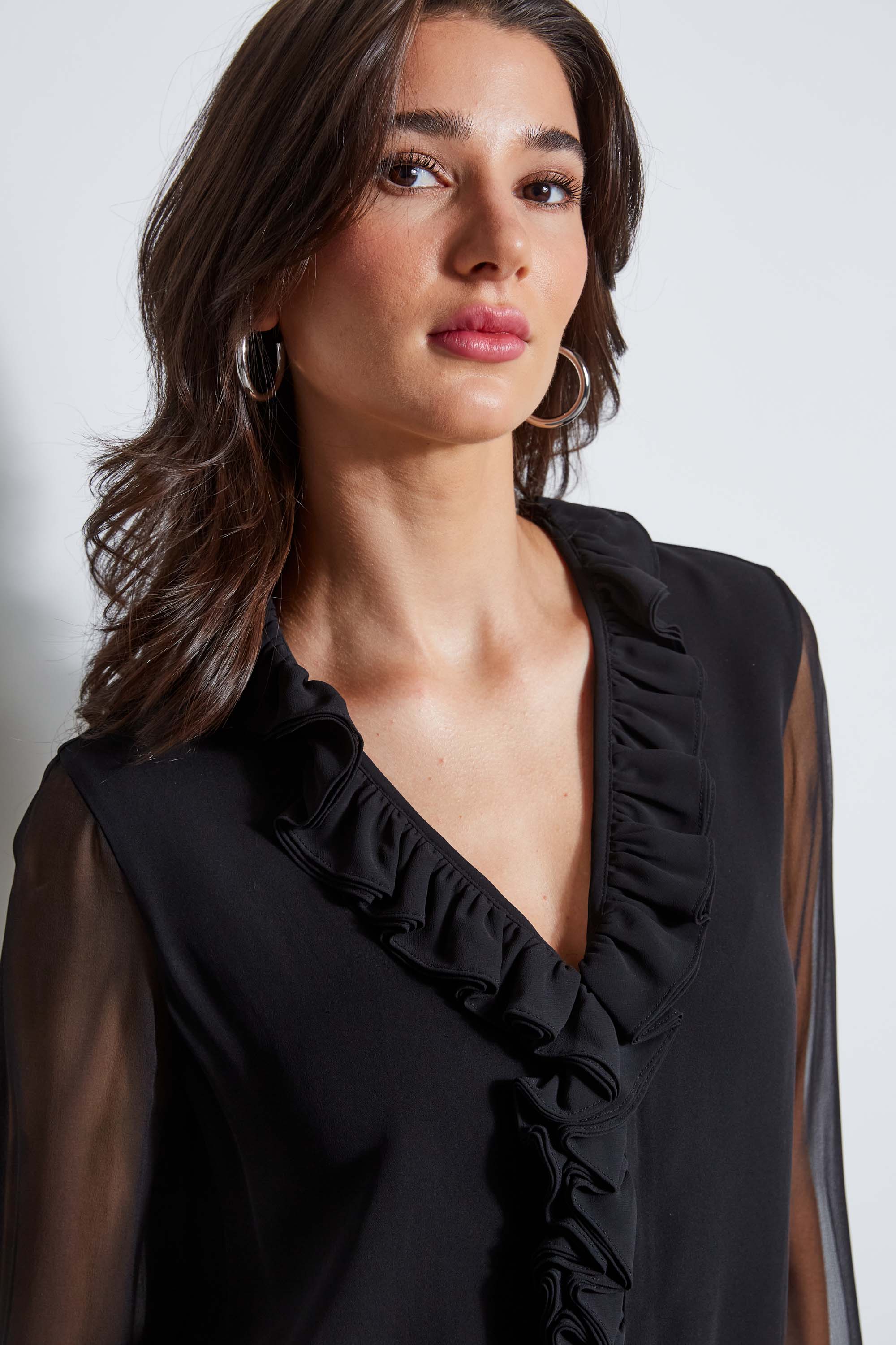 Elegant Ruffle Silk Blouse for Women - Soft & Luxurious Long Sleeve Shirt - Perfect for Office, Party & Special Occasions