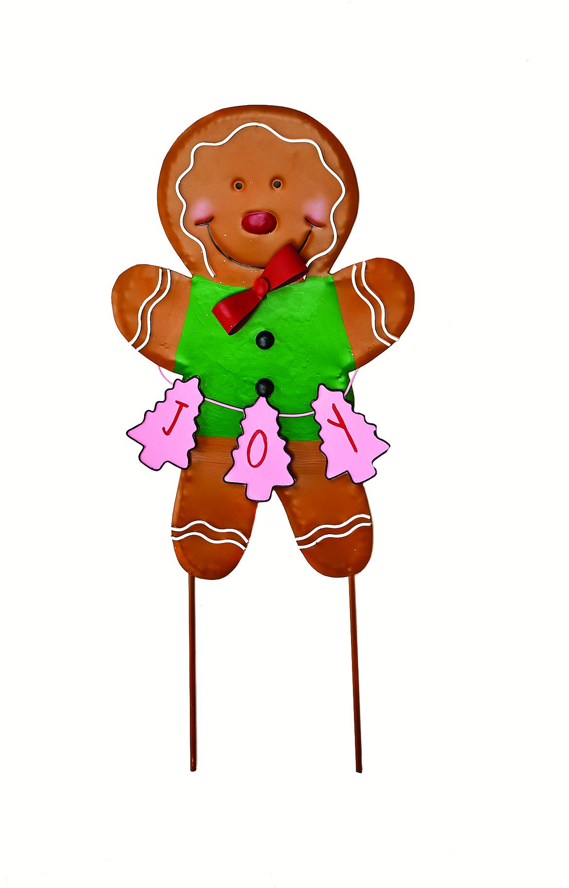 Worth Imports 27-Inch Metal Gingerbread Man Garden Stake - Outdoor Christmas Yard Decor for Holiday Lawn & Patio Decoration