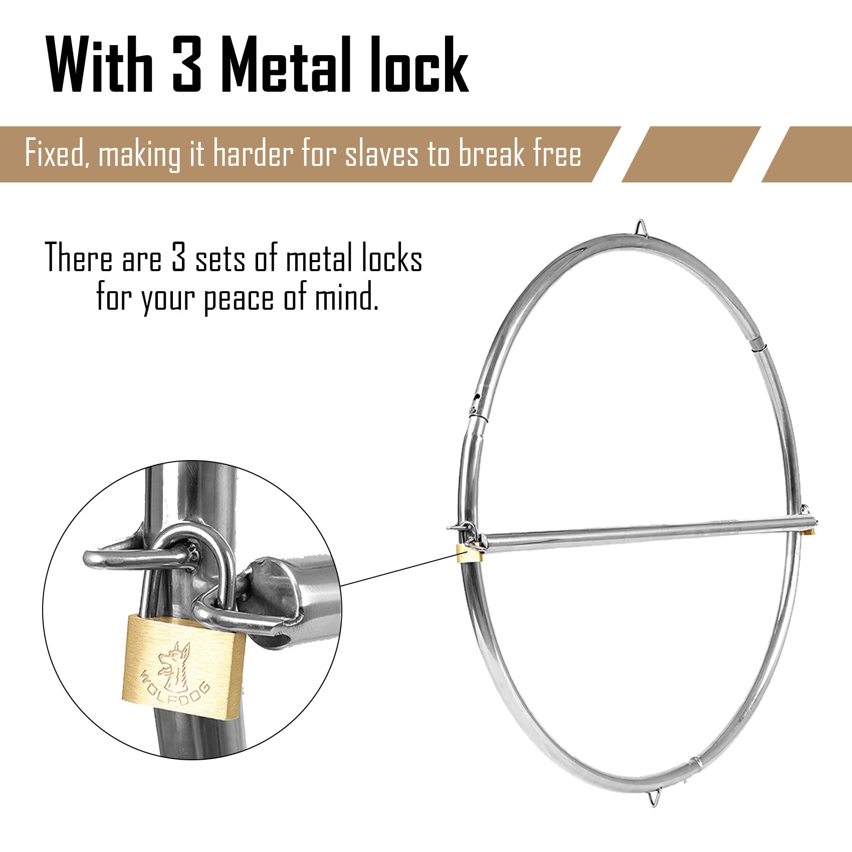 BDSM Bondage Restraints Spreader Bar Kit - Stainless Steel Sex Toys for Couples with Metal Ring, Whip & Lock - Beginner SM Bondage Gear for Spanking, Kinky Play & Bedroom Fun