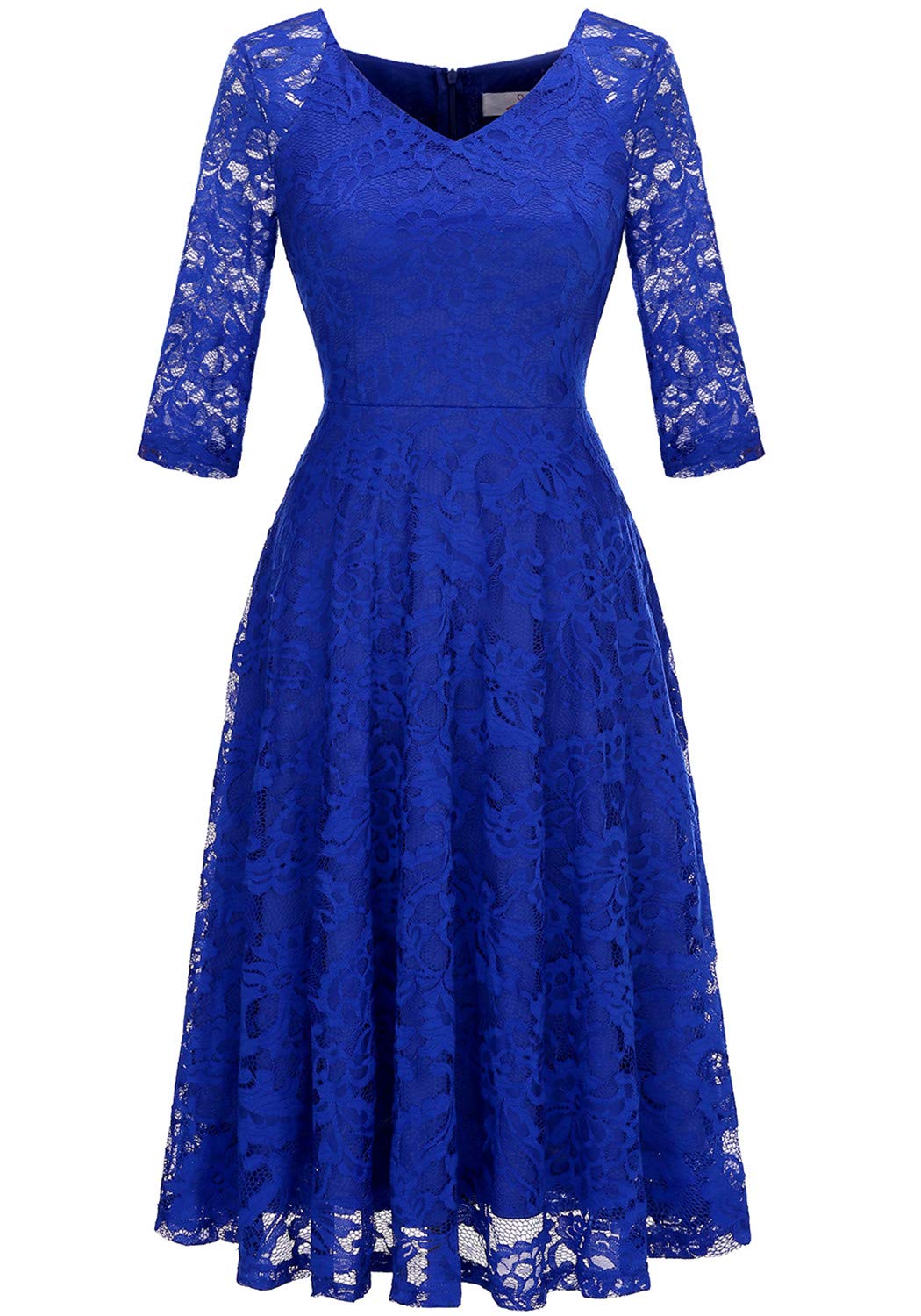 Elegant Long-Sleeve Lace Wedding Guest Dress for Women - A-Line Formal Cocktail Party Midi Gown for Prom, Evening Events & Special Occasions