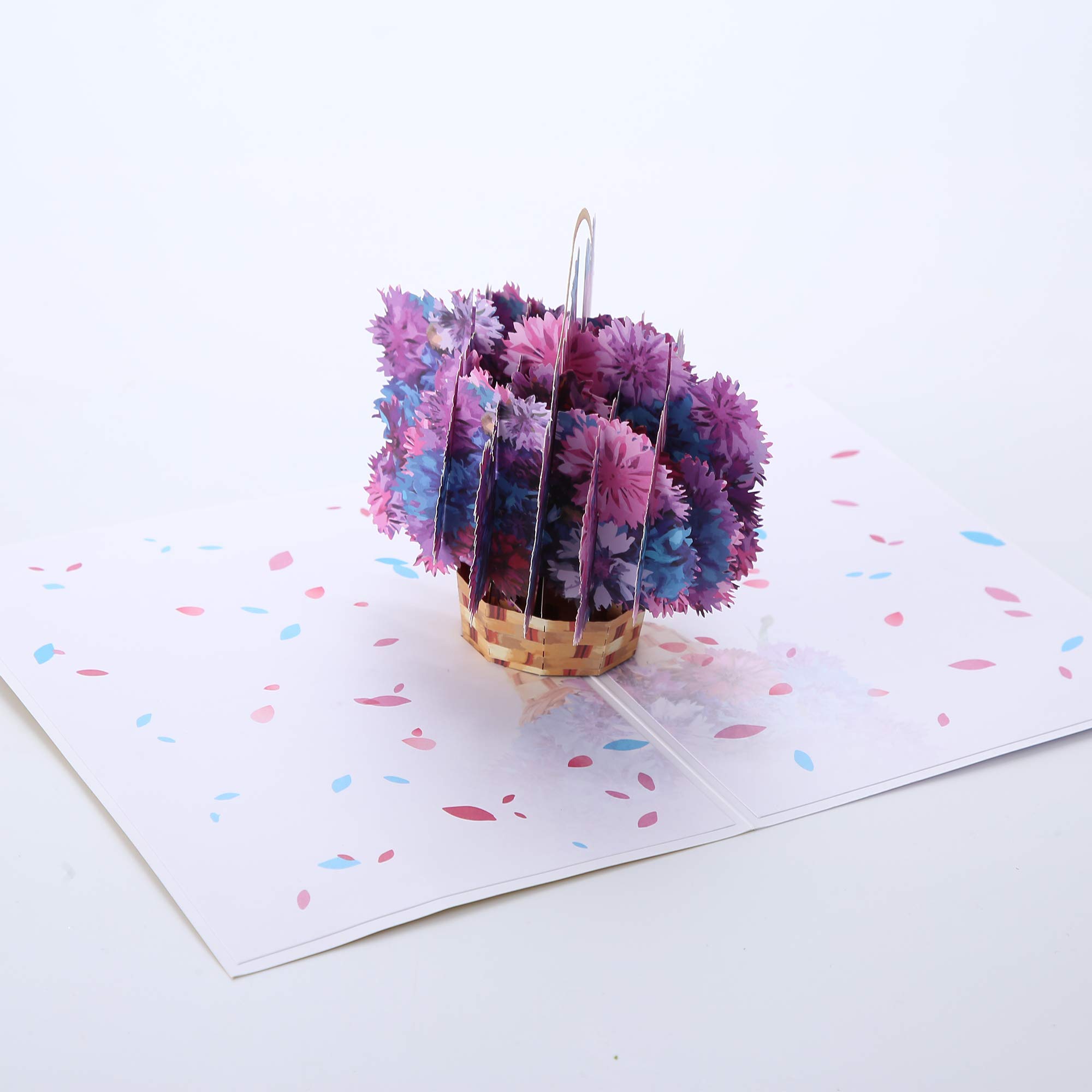 WHO GIFT WHAT Floral Basket Pop-up Greeting Card with Envelope | Unique 3D Birthday Card for Valentine's Day, Anniversary, Wedding & Engagement | Romantic Funny Gift for Kids, Couples & Friends | Perfect for Surprise Proposals, Love Notes & Special Occasions