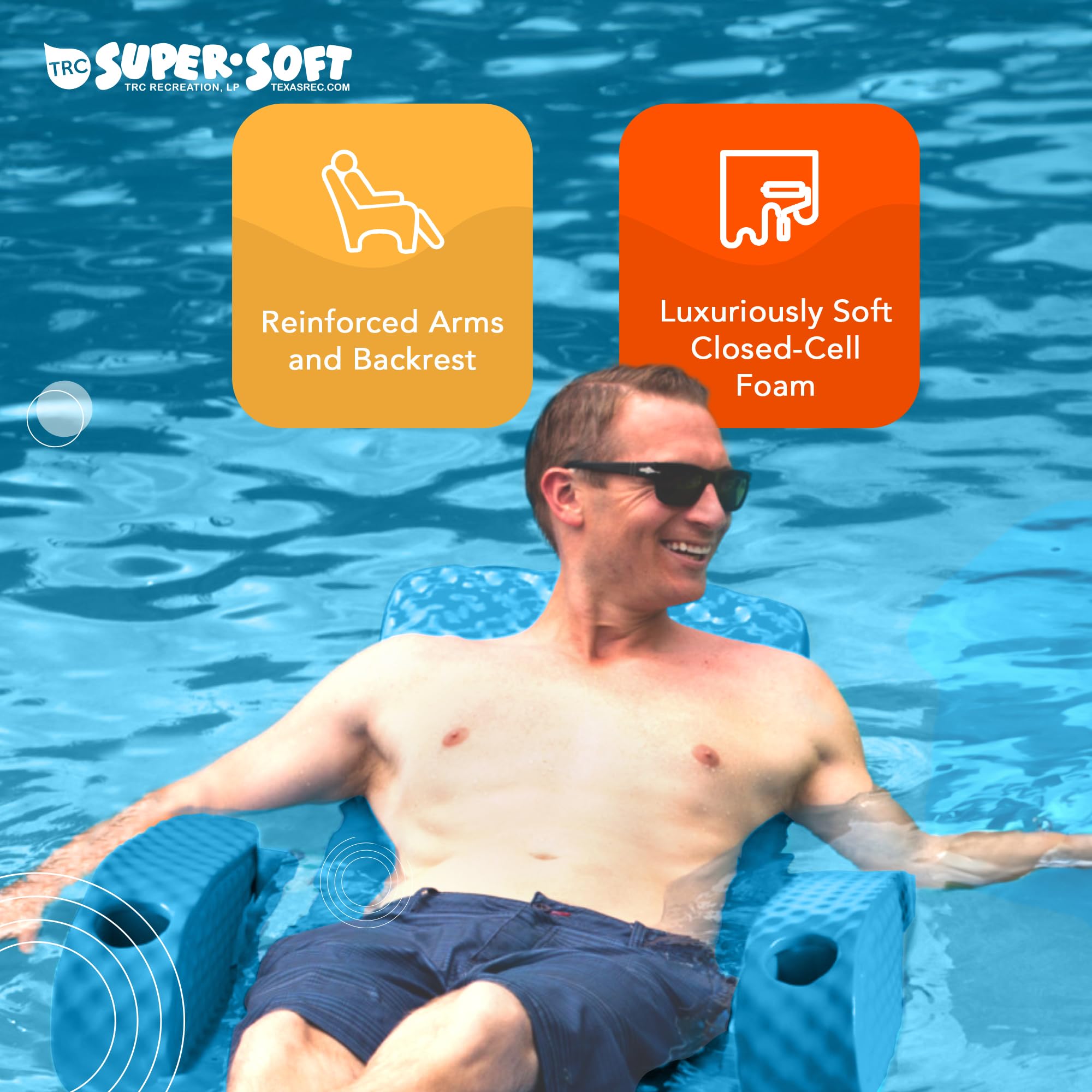 TRC Recreation Folding Baja Chair - Premium Foam Pool Float with 2 Cup Holders, Portable & Super Soft Floating Lounger for Swimming Pools, Lakes & Beaches - Perfect for Relaxing, Sunbathing & Summer Fun (Pink)