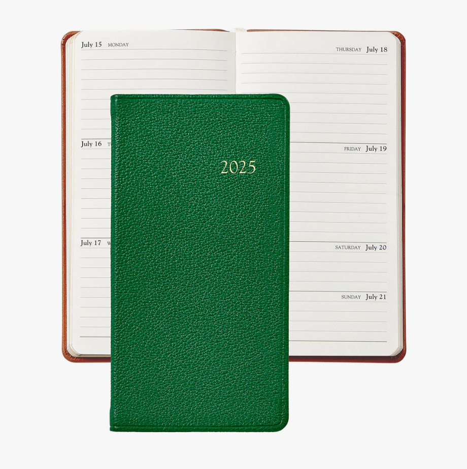 2025 Goatskin Leather Pocket Datebook Planner - Premium Organizer for Business, Personal & Gift Use | Compact & Durable for Daily Scheduling