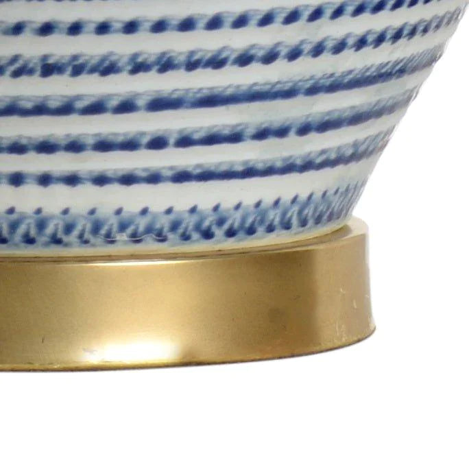 Blue and White Textured Ceramic Table Lamp - Modern Home Decor for Bedroom, Living Room & Office - Handmade Ceramic Lamp with Unique Texture Design