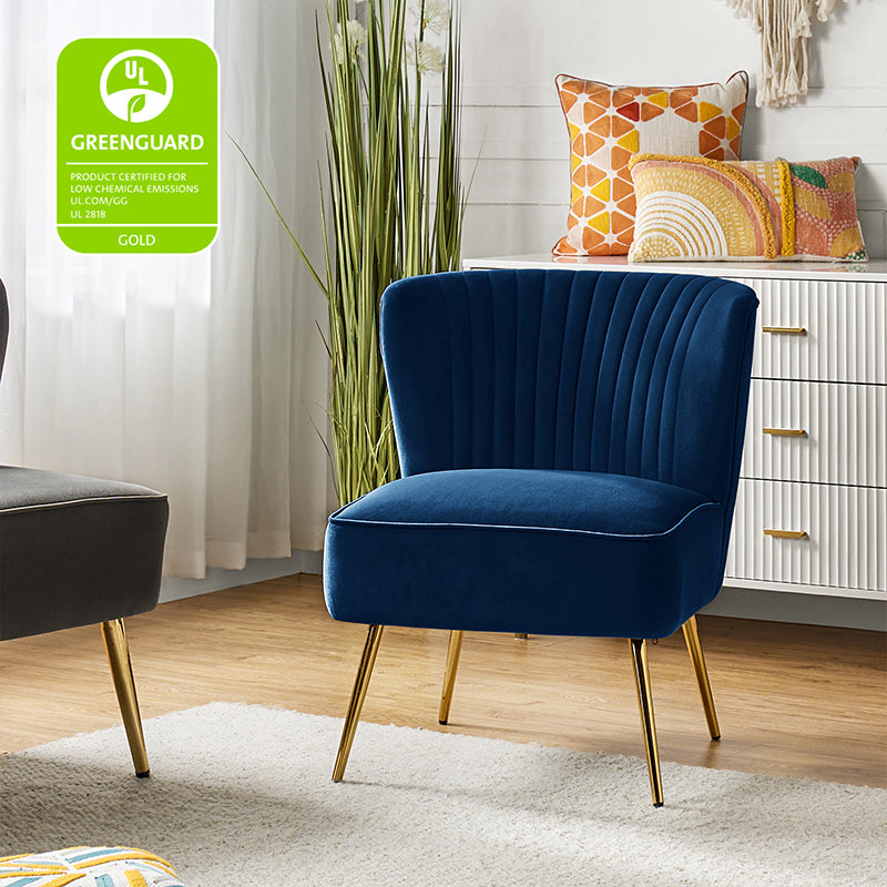 Lola Velvet Side Chair - Modern Upholstered Accent Chair for Living Room, Bedroom & Office - Soft Velvet Fabric with Sturdy Wooden Legs - Perfect for Dining, Lounge & Home Decor