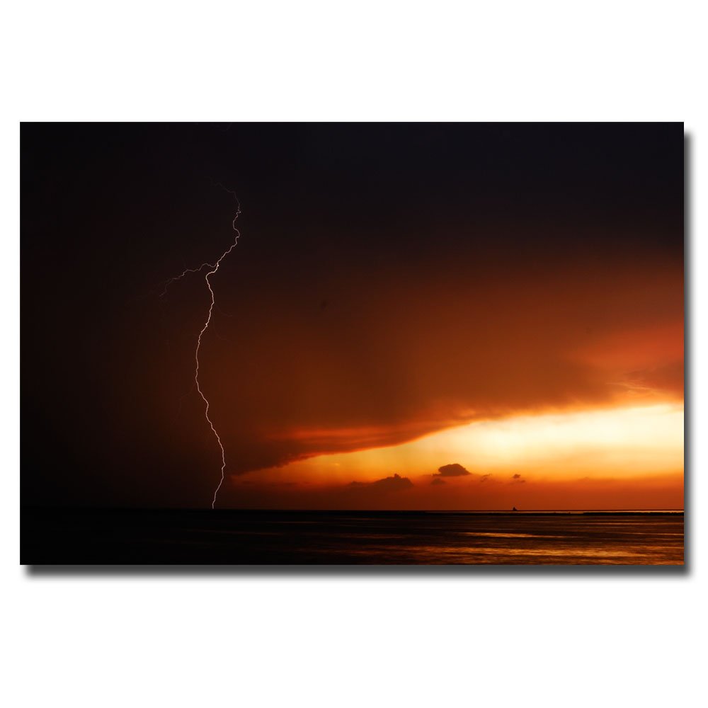 Kurt Shaffer Lightning Sunset V Canvas Wall Art - 18x24 Inches - Modern Home Decor for Living Room, Bedroom & Office - Stretched & Framed Ready to Hang