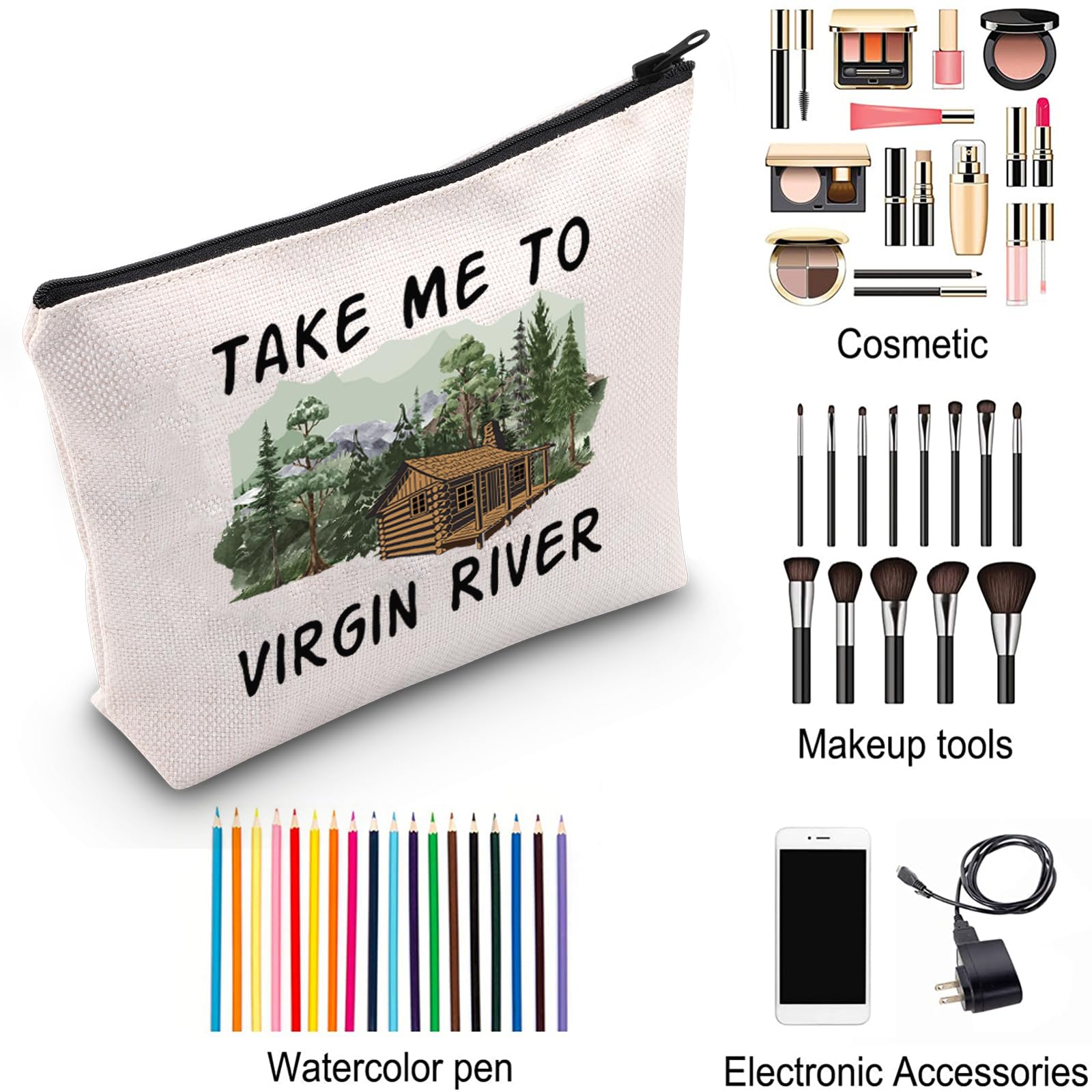 ZJXHPO Virgin River Inspired Makeup Bag - Waterproof Cosmetic Pouch with Zipper for Travel & Daily Use - Perfect Gift for TV Series Fans & Toiletry Organizer (Use for Cosmetics, Travel Essentials, Gym Bag)