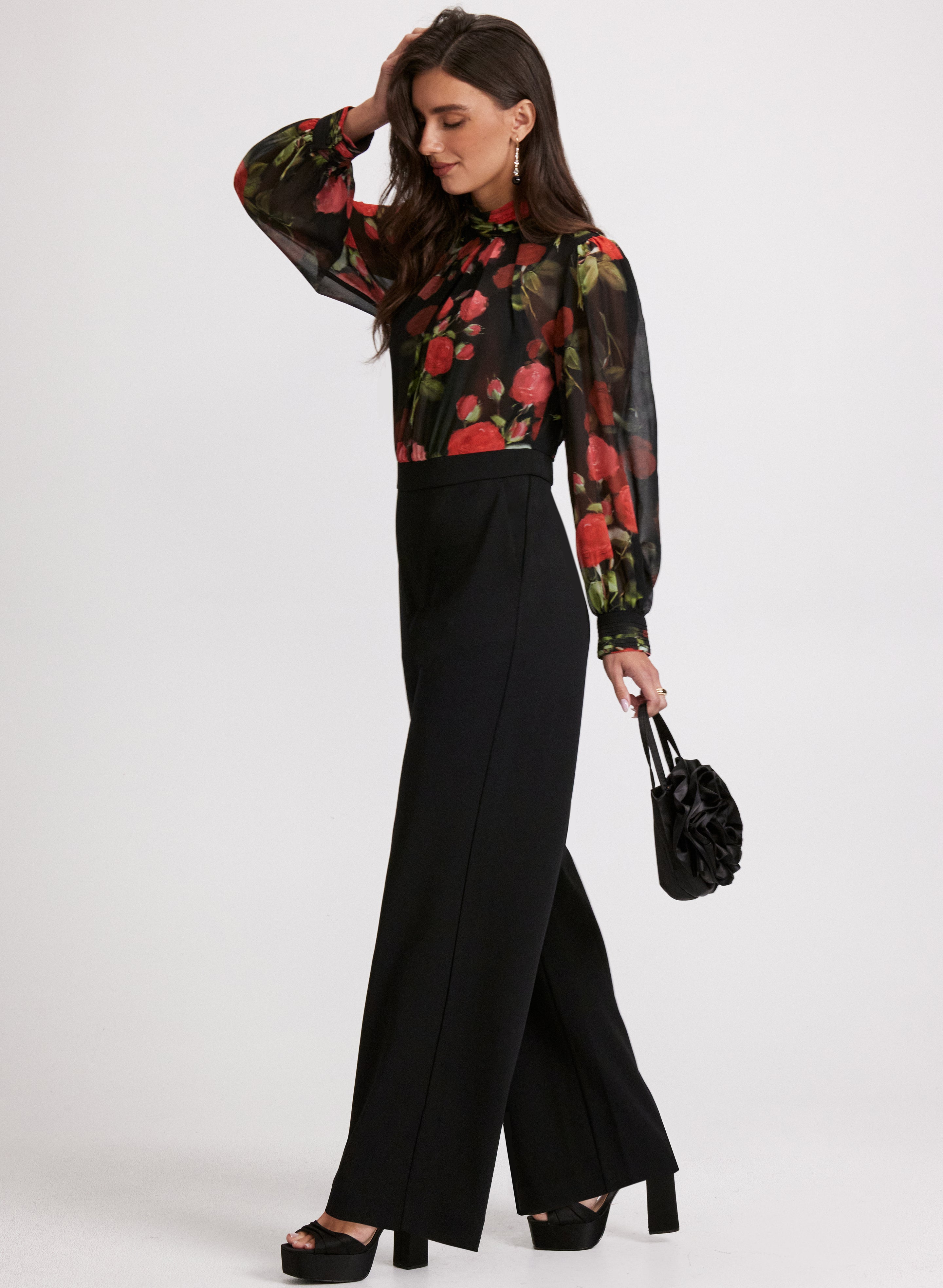 Floral Print Illusion Jumpsuit for Women - Elegant One-Piece Romper with V-Neck & Flowy Design - Perfect for Summer Parties, Weddings & Beach Vacations