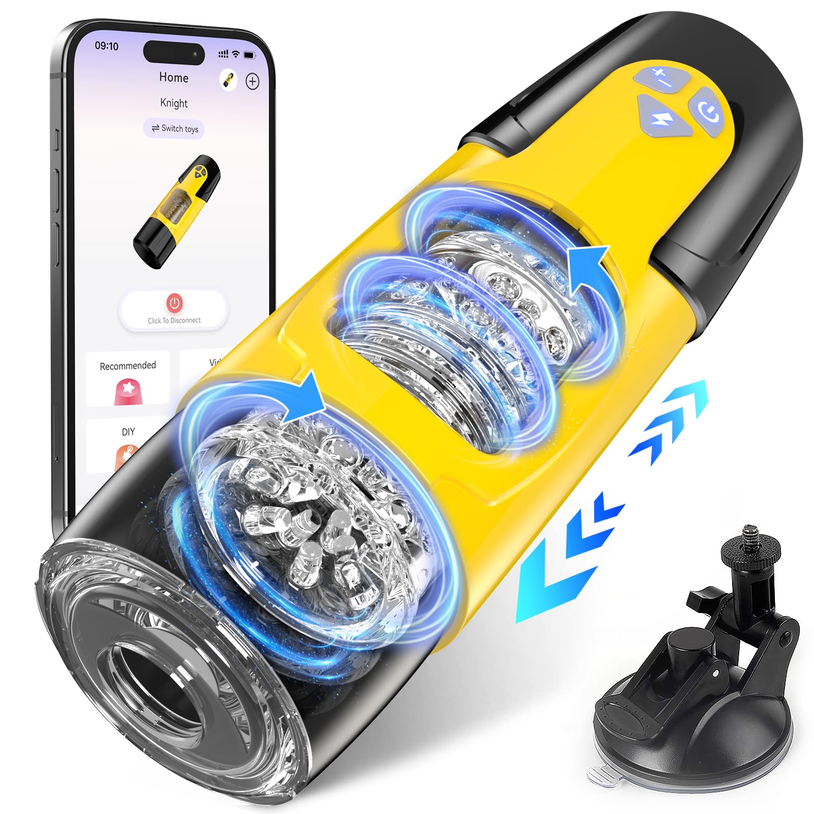 Cafatop Automatic Male Masturbator - 7 Thrusting & Rotating Modes Electric Pocket Pussy Stroker with Suction Base for Penis Stimulation | Adult Sex Toy for Men | Perfect for Solo Play & Discreet Pleasure at Home