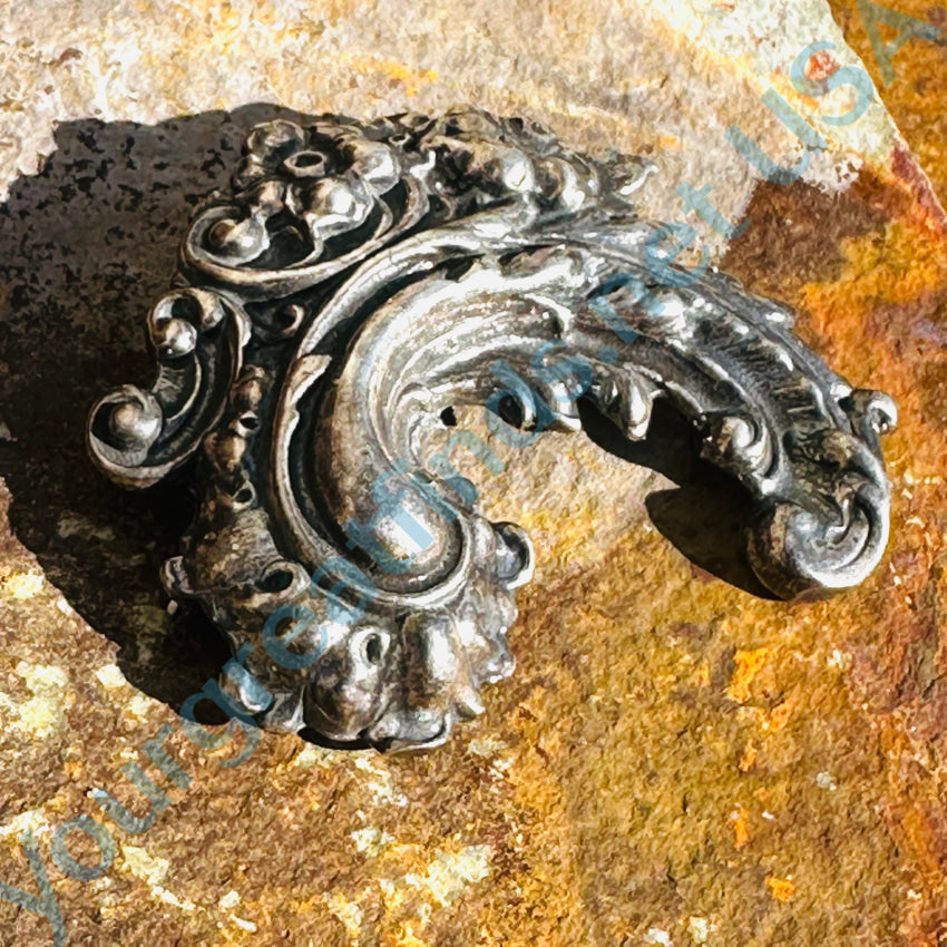 Baroque Style Heavy Sterling Silver Brooch Pin - Vintage Elegant Jewelry for Women, Perfect for Weddings, Parties & Special Occasions