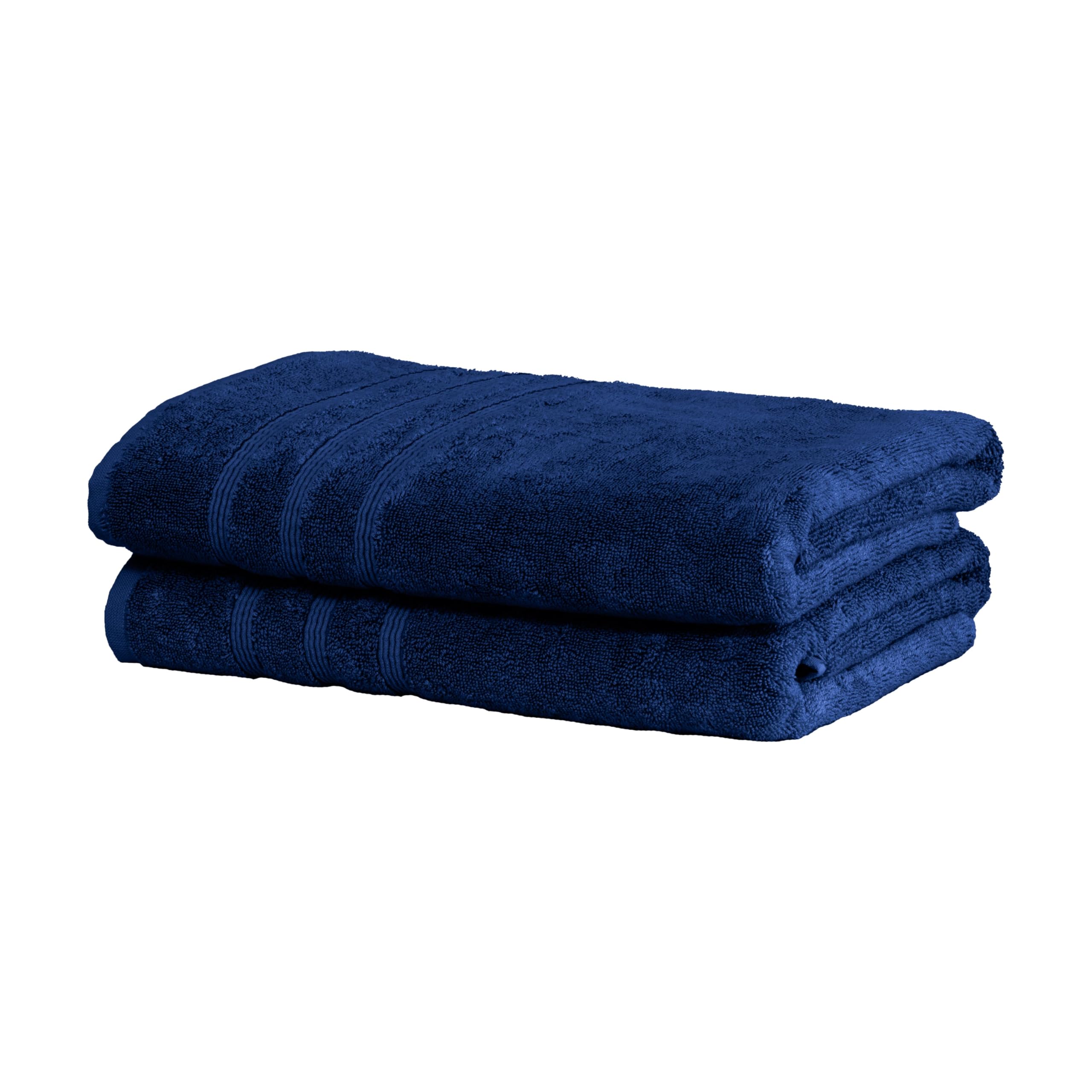 Mosobam Luxury Turkish Bath Towels Set of 2 - 30x58 Inches, 700 GSM, Navy Blue - Premium Bamboo Viscose & Aegean Combed Cotton - Soft & Absorbent for Spa, Bathroom, and Hotel Use