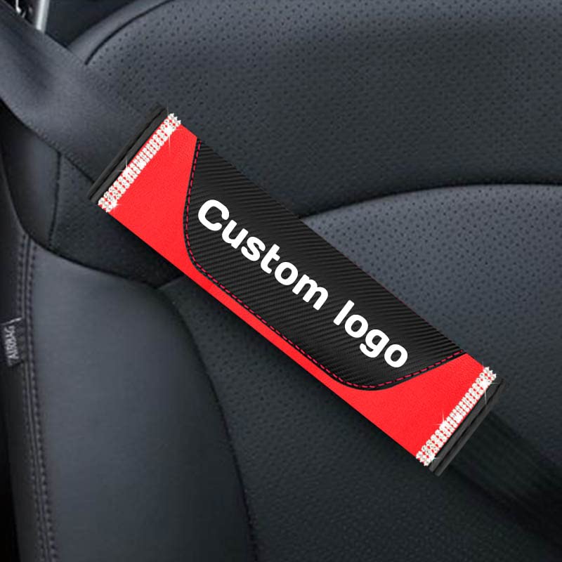 Premium Car Seat Belt Cushion Pad - Custom Text Carbon Fiber Seat Belt Cover - Comfortable Shoulder Protector for Long Drives & Road Trips - Perfect for Commuters, Travelers and Family Safety