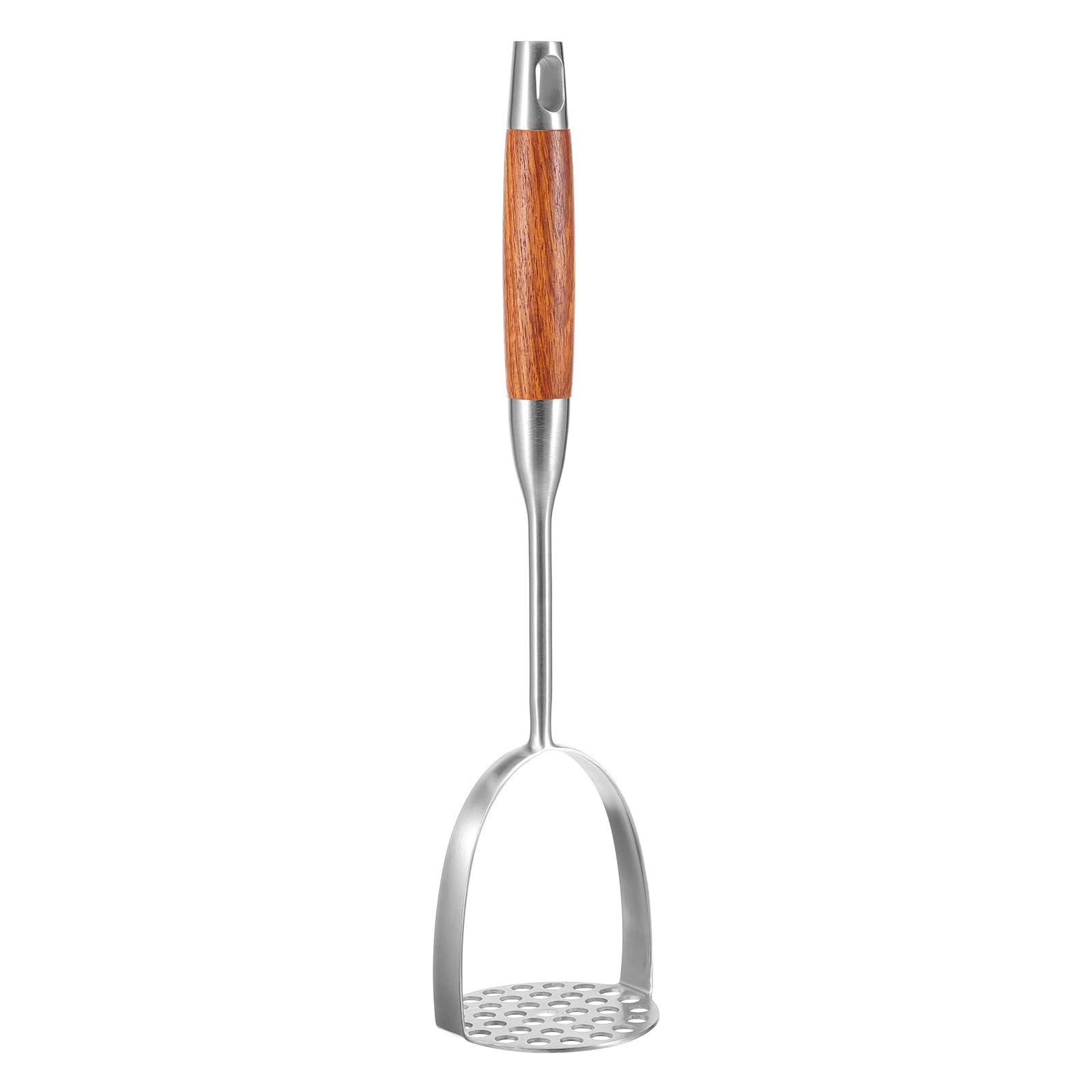 DOITOOL Heavy Duty Stainless Steel Potato Masher with Ergonomic Wooden Handle - Professional Kitchen Tool for Mashing Potatoes, Beans, Vegetables, Fruits, Avocados & Meat - Perfect for Home Cooking, Baking and Meal Prep