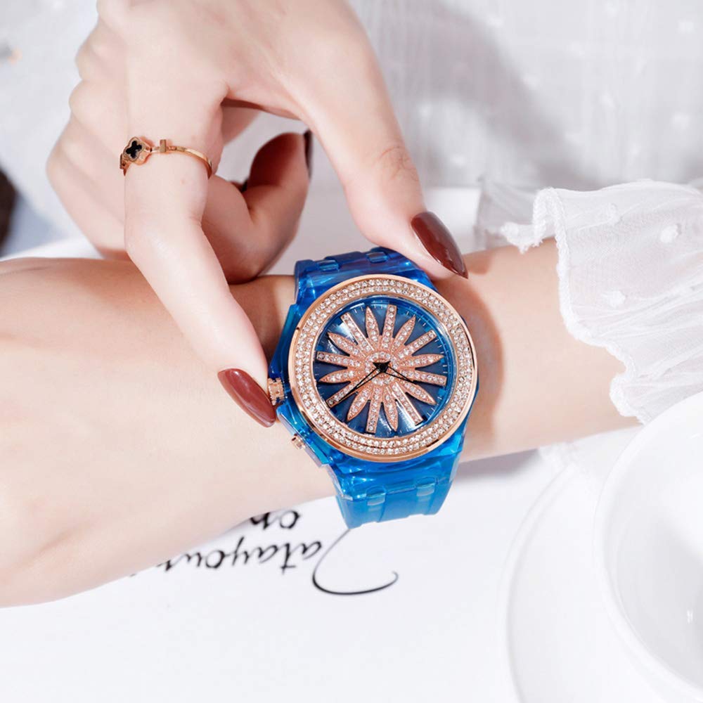 MASTOP Starry Sky Flower Quartz Watch for Women & Men - Crystal Dial with LED Backlight, Waterproof Resin Strap - Perfect for Casual Wear, Date Night & Gift Giving