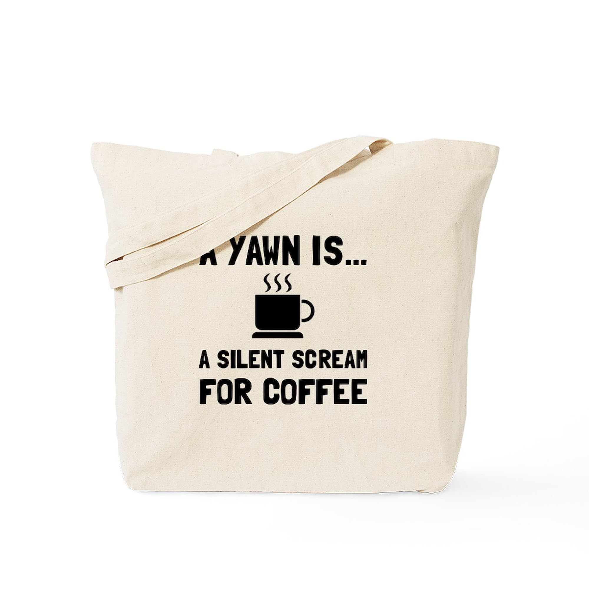 Yawn Coffee Tote Bag - Natural Canvas Reusable Shopping Bag for Groceries, Beach & Daily Use | Eco-Friendly & Durable